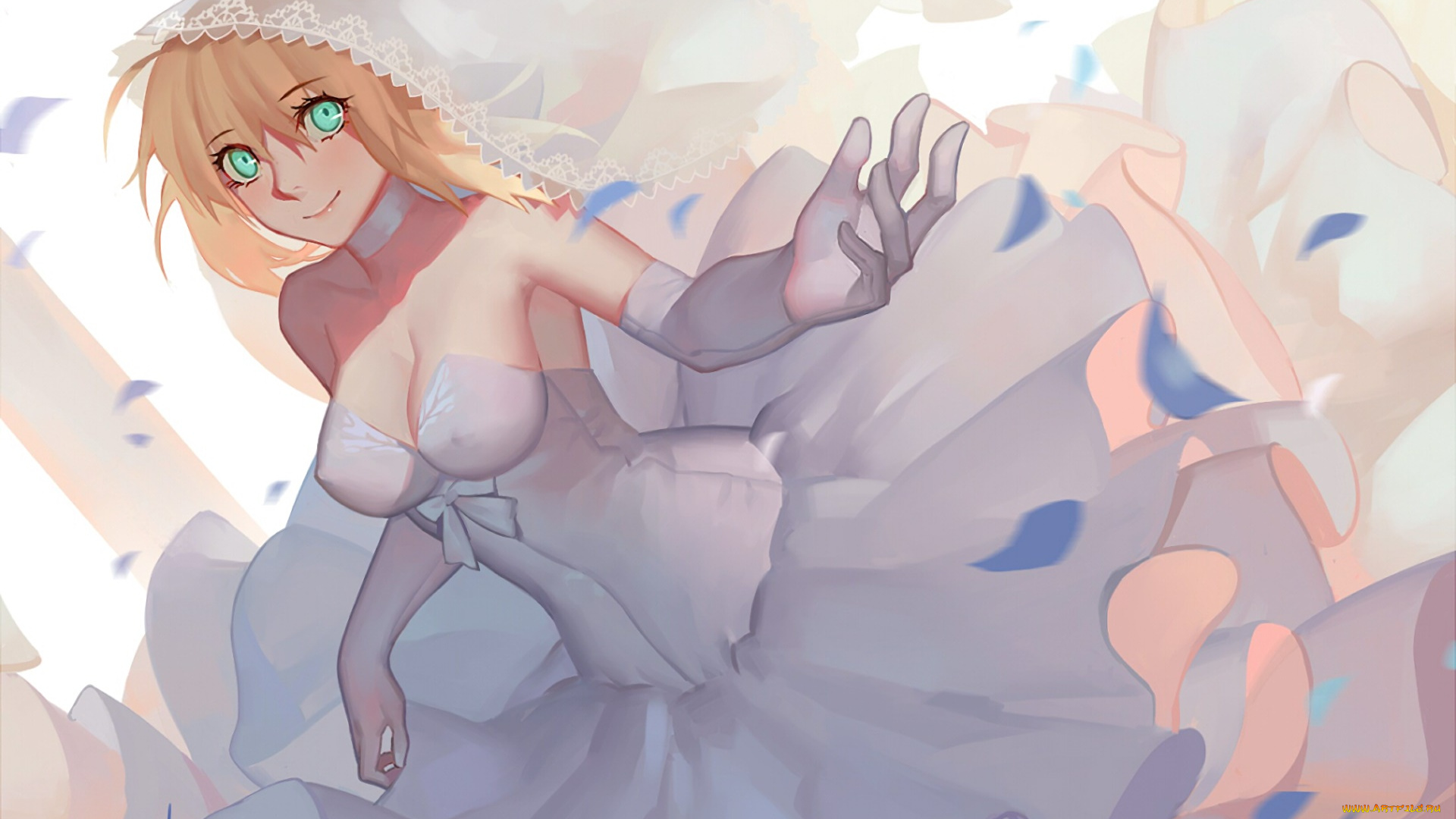 аниме, fate, stay, night, девушка, взгляд, фон