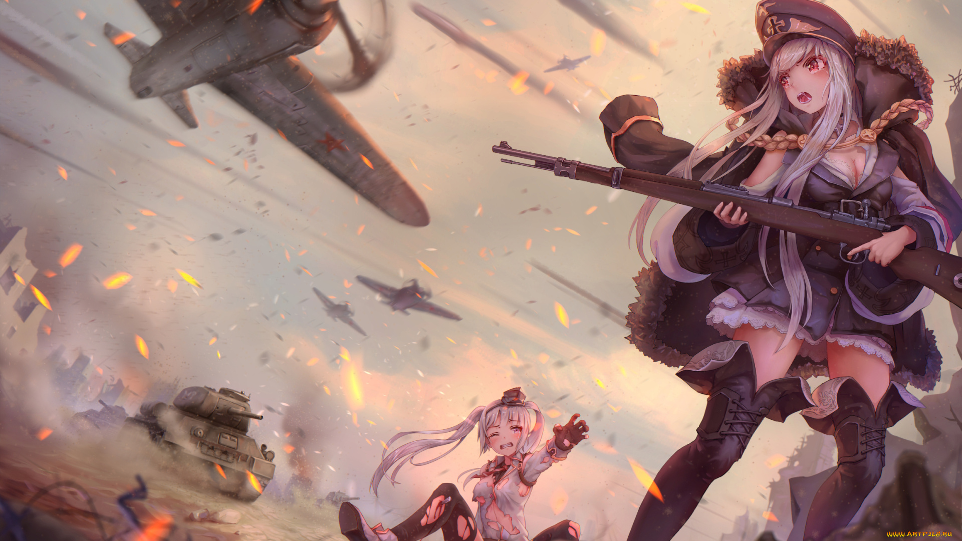 аниме, girls, frontline, оружие, фон, взгляд, девушка