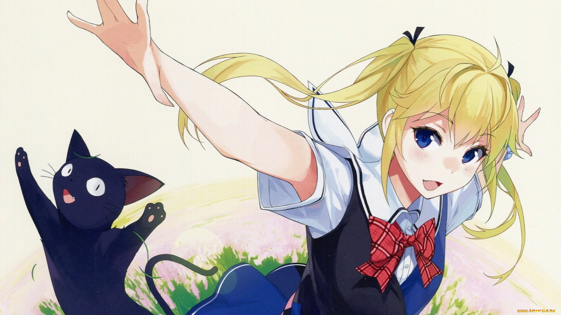 аниме, grisaia, no, kajitsu, девушка, кот