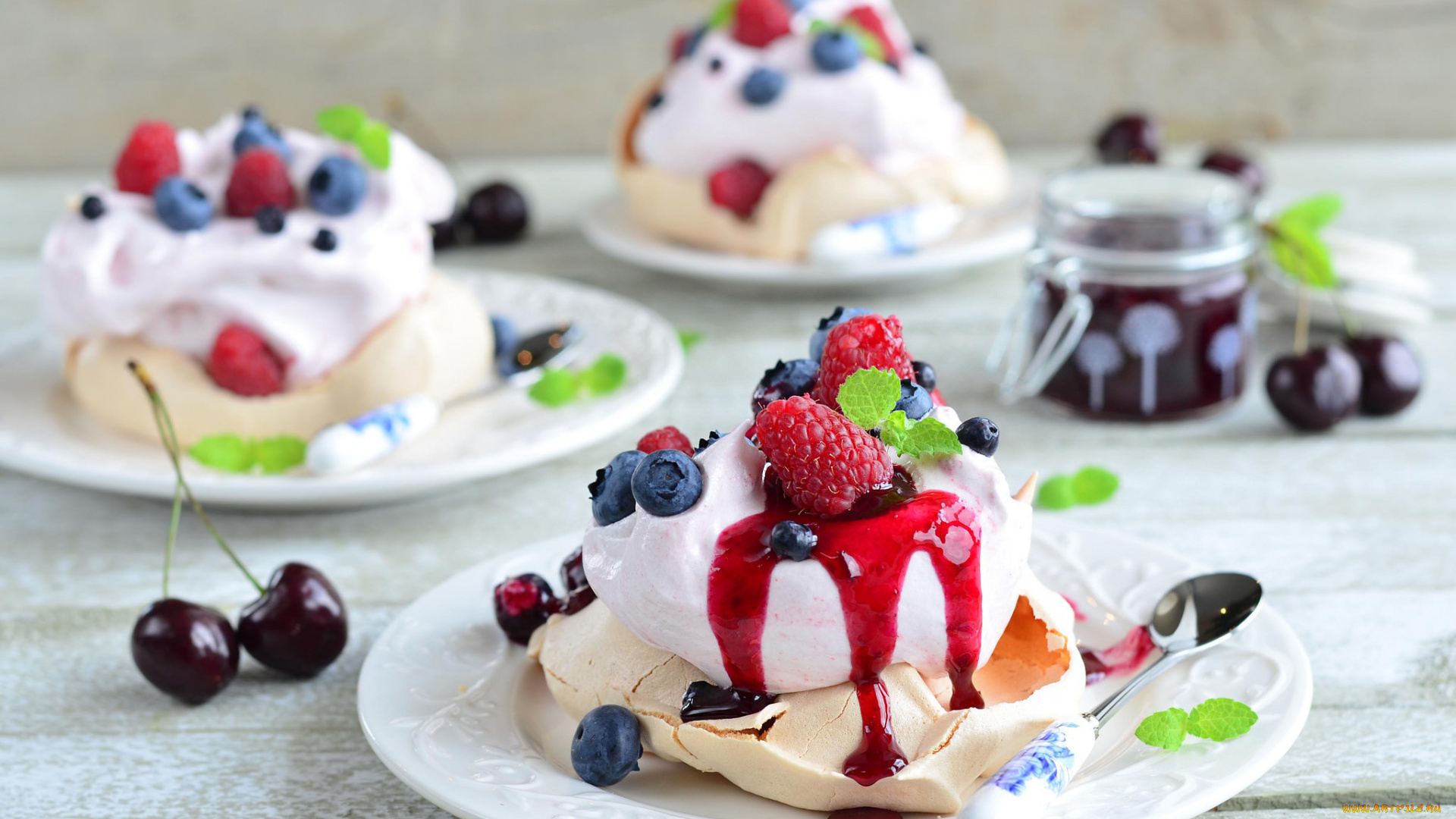 еда, мороженое, , десерты, десерт, меренга, ягоды, безе, малина, черешня, голубика