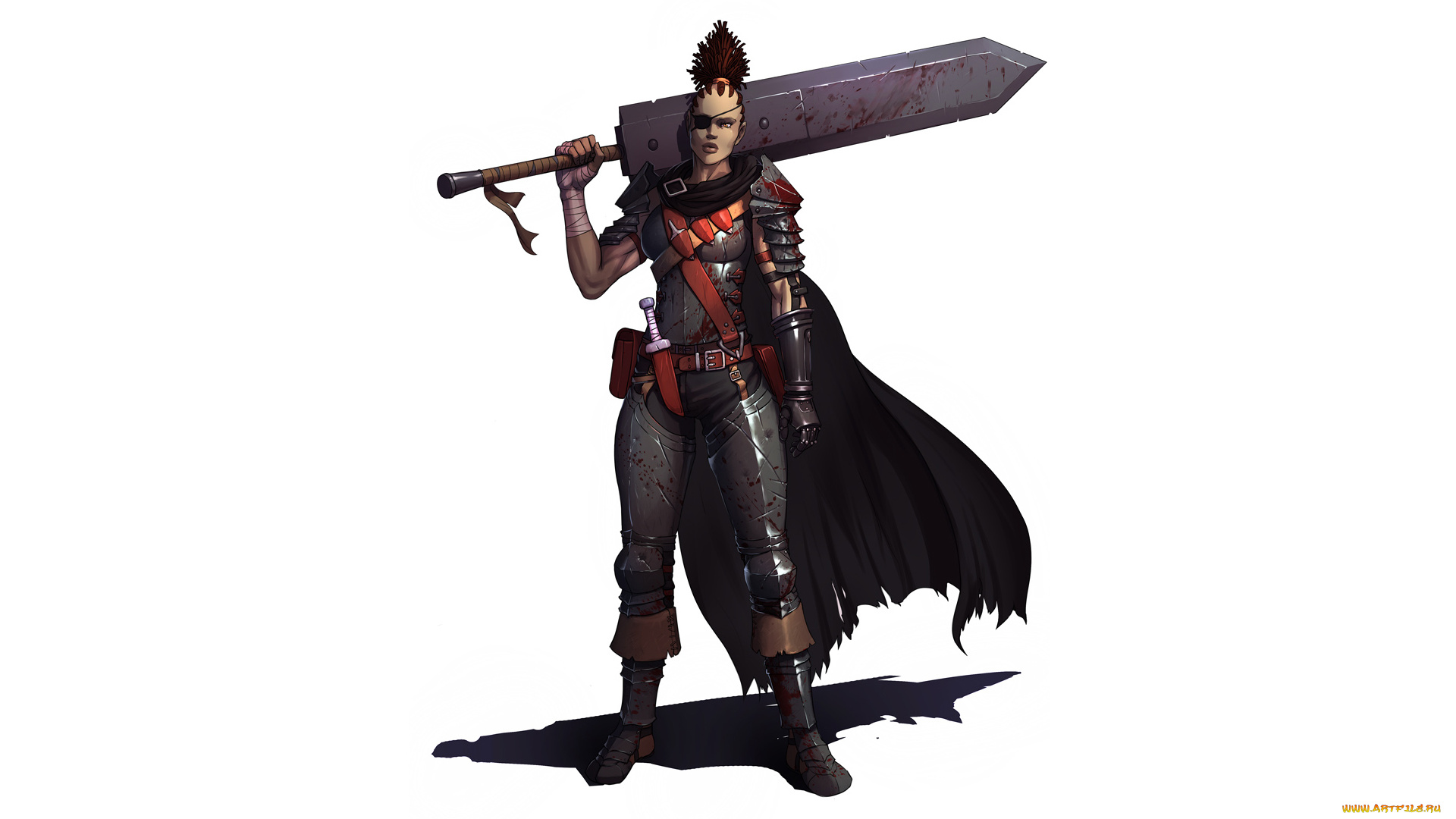 фэнтези, девушки, кинжал, меч, девушка, униформа, фон