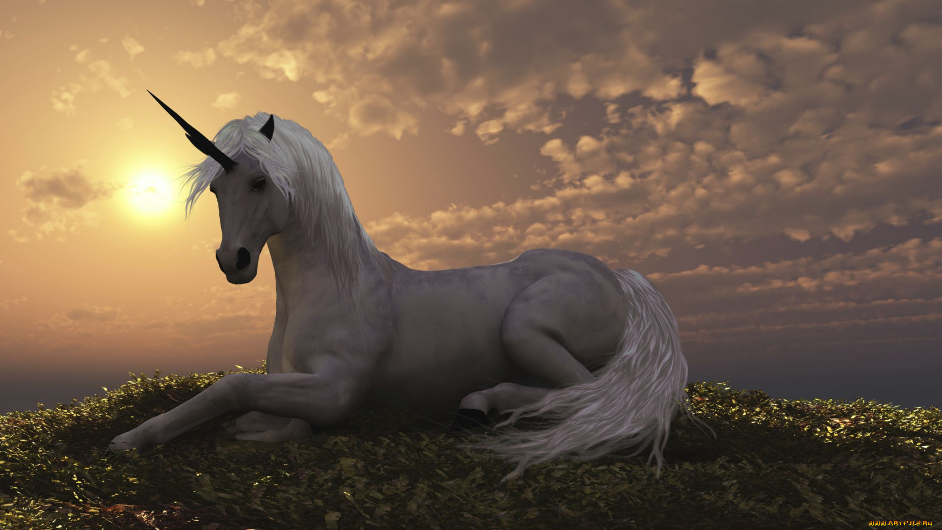фэнтези, единороги, фон, лошадь