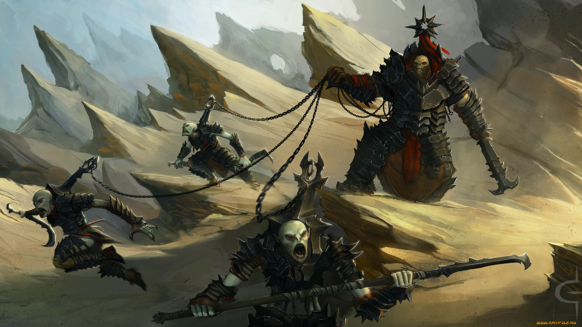 фэнтези, нежить, иной, мир, существа, доспехи, пустыня