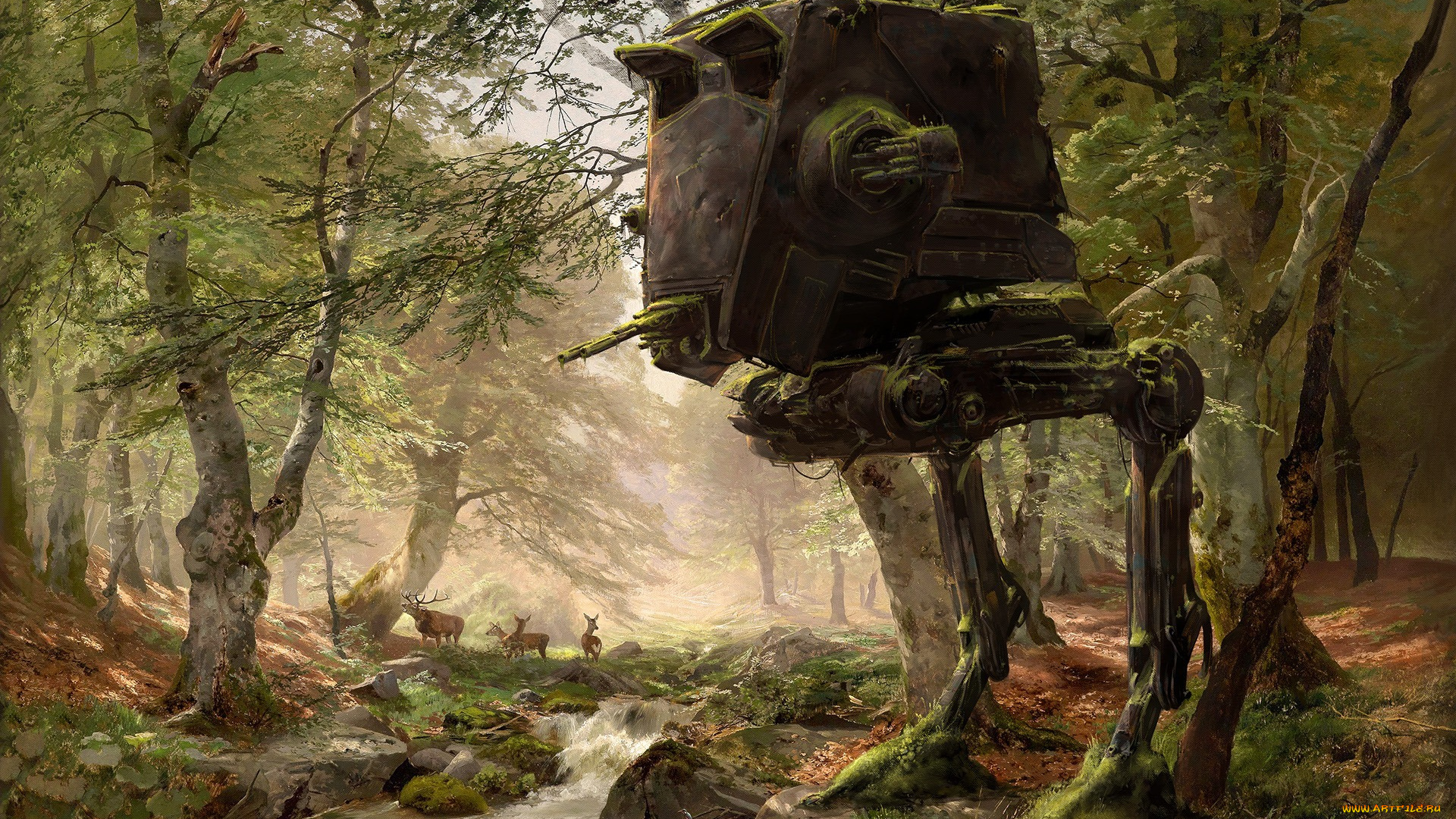 фэнтези, _star, wars, будущее, робот, лес, животные, star, wars