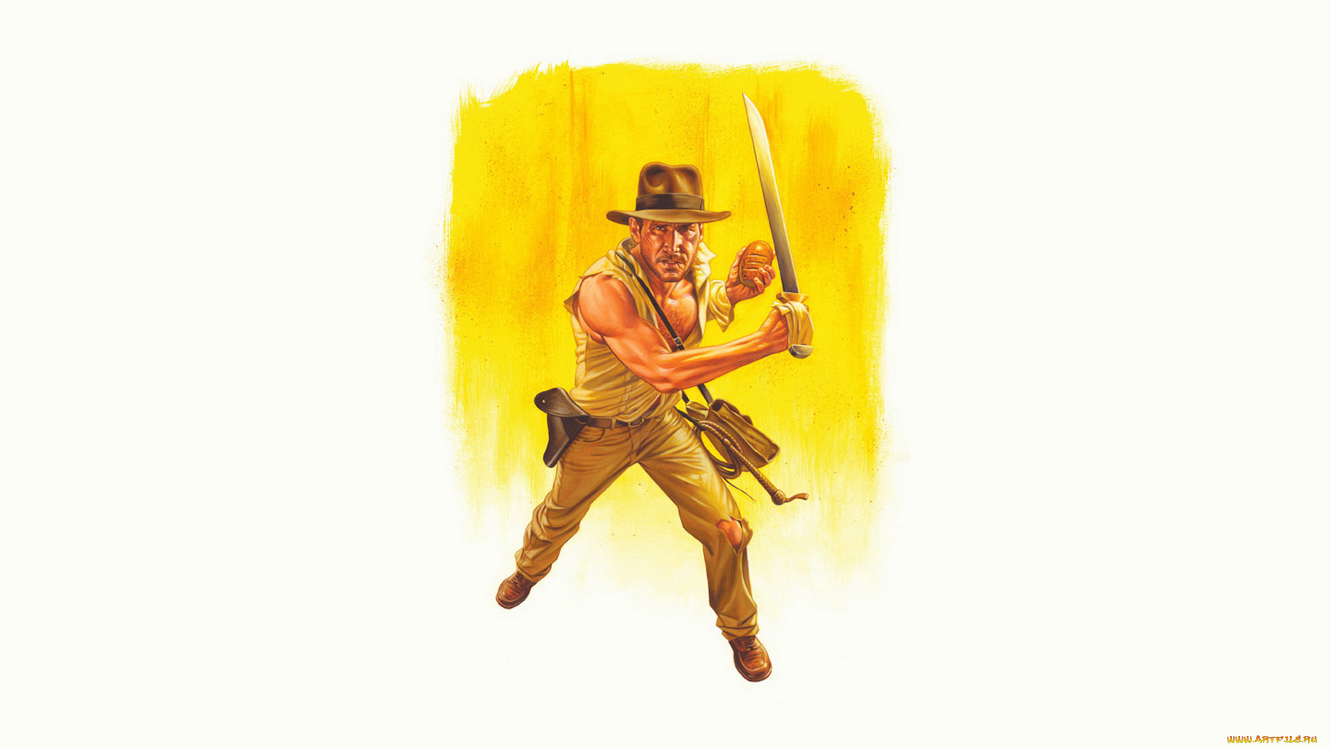 harrison, ford, рисованное, кино, шляпа, сабля, взгляд, мужчина