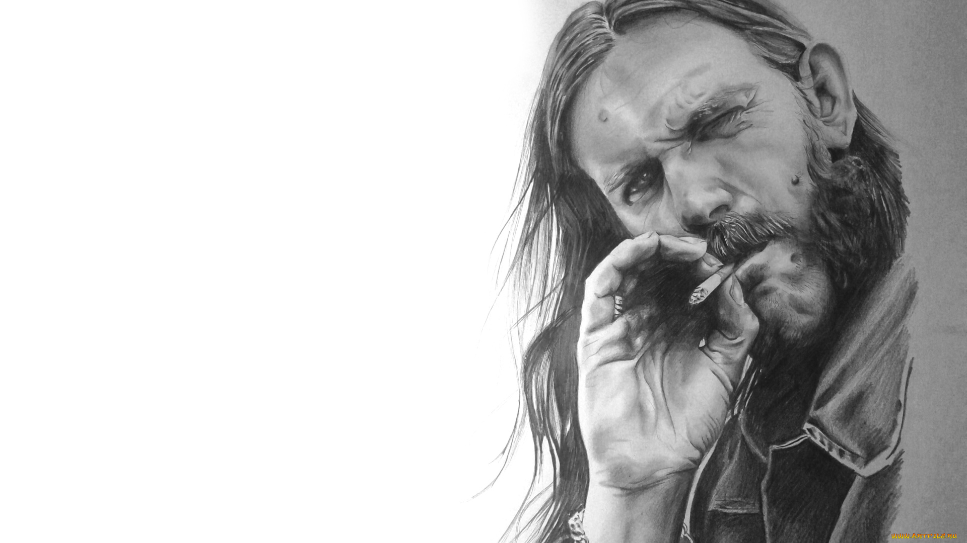 lemmi, kilmister, рисованное, люди, портрет, мужчина, взгляд, сигарета, фон