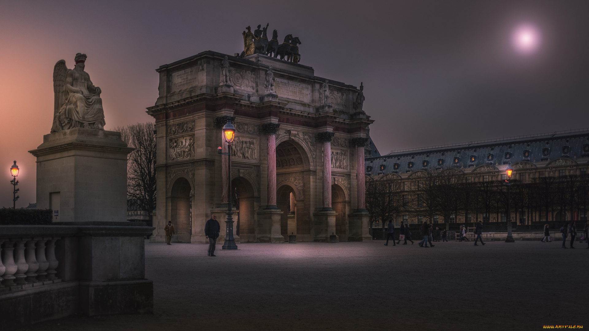 paris, , near, louvre, города, париж, , франция, арка