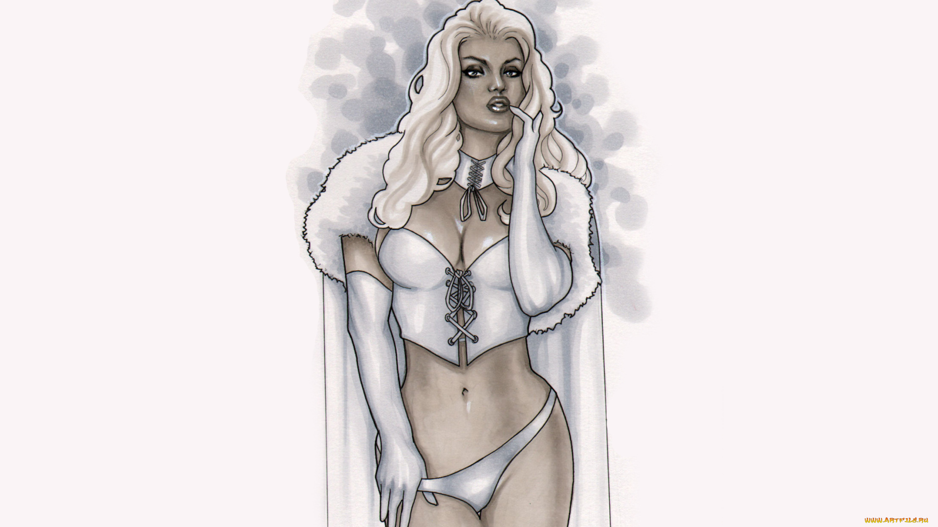 рисованное, комиксы, фон, девушка, манто, взгляд