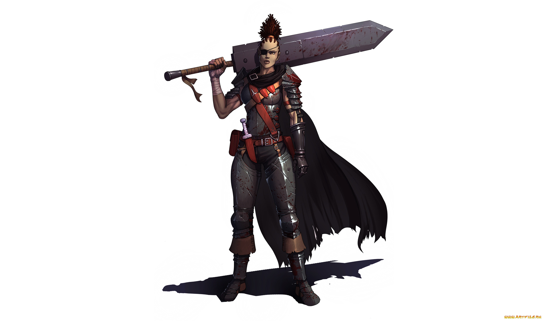 фэнтези, девушки, кинжал, меч, девушка, униформа, фон