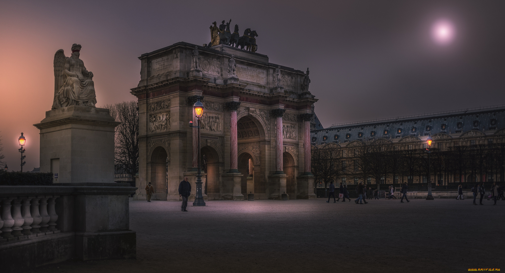 paris, , near, louvre, города, париж, , франция, арка