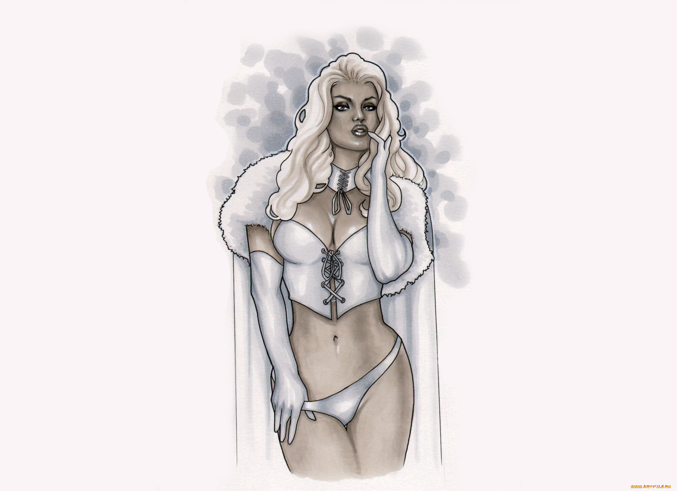 рисованное, комиксы, фон, девушка, манто, взгляд