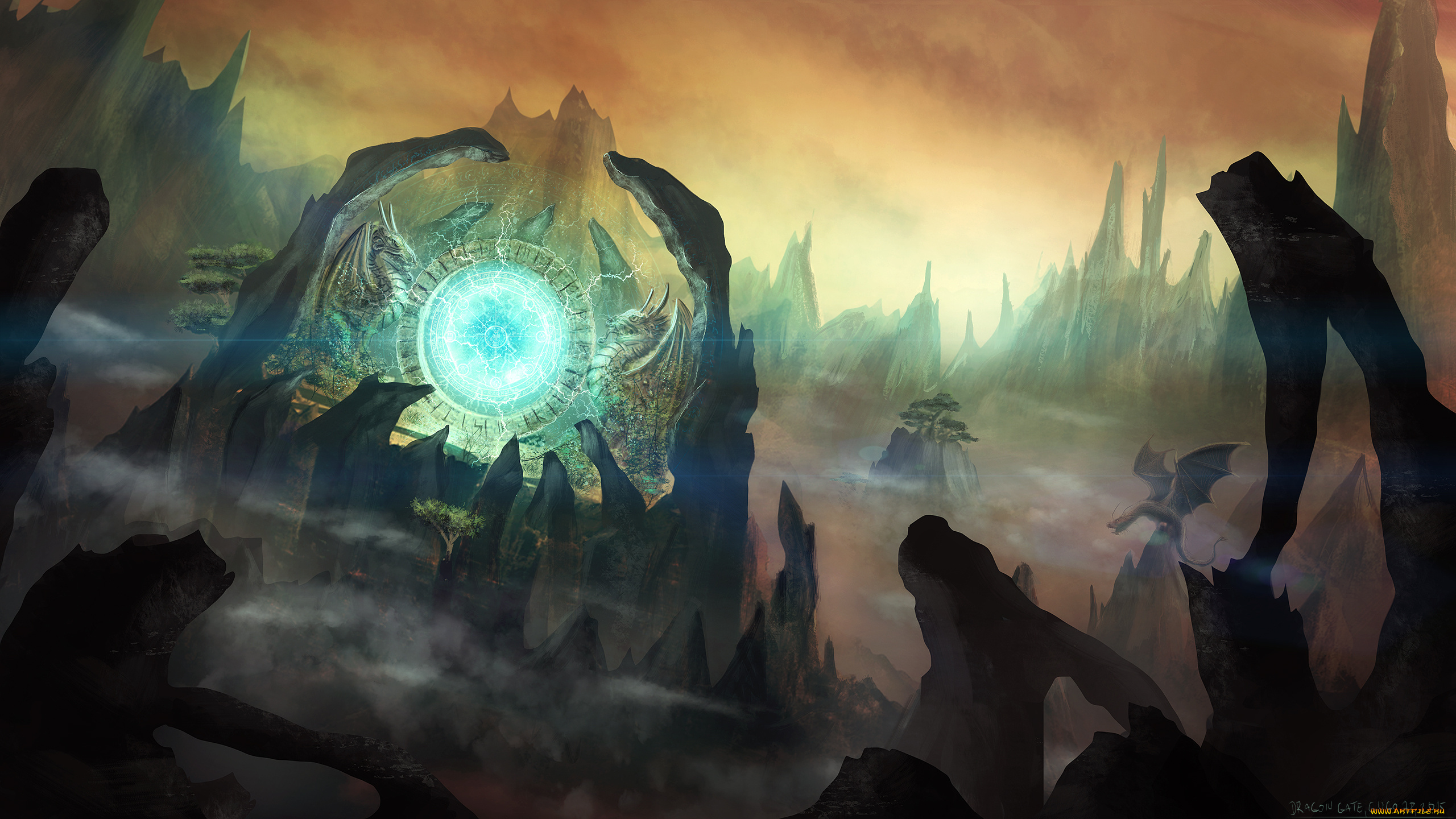 фэнтези, иные, миры, , иные, времена, дракон, мир, иной, скалы, портал