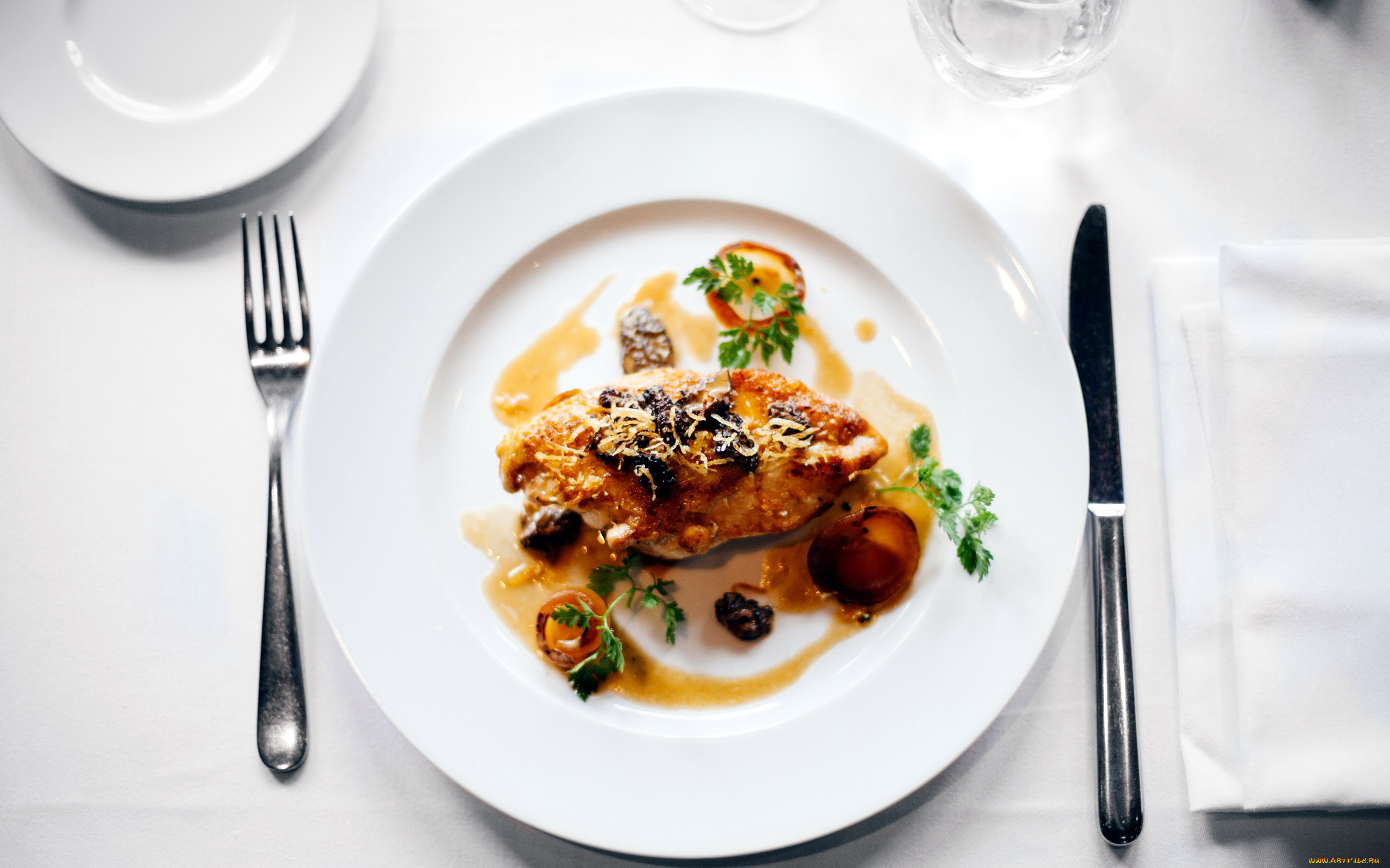 еда, мясные, блюда, отбивная, зелень