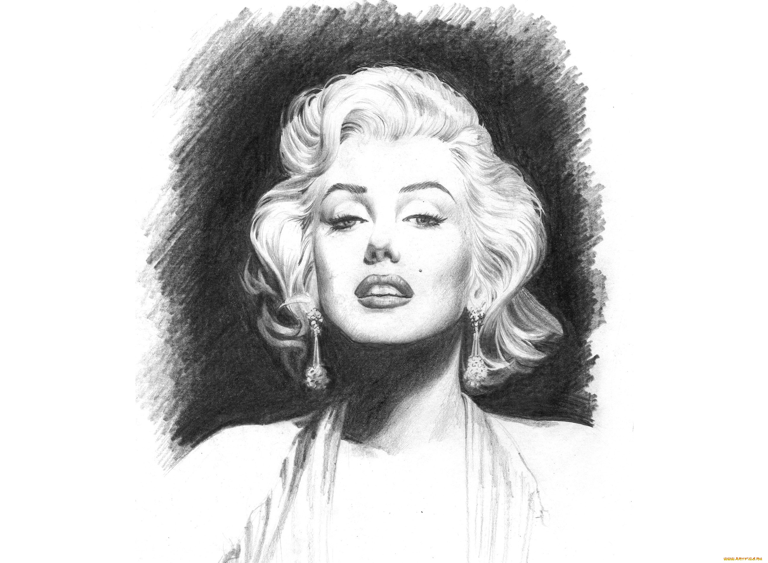 marylin, monroe, рисованное, люди, взгляд, девушка, фон, родинка