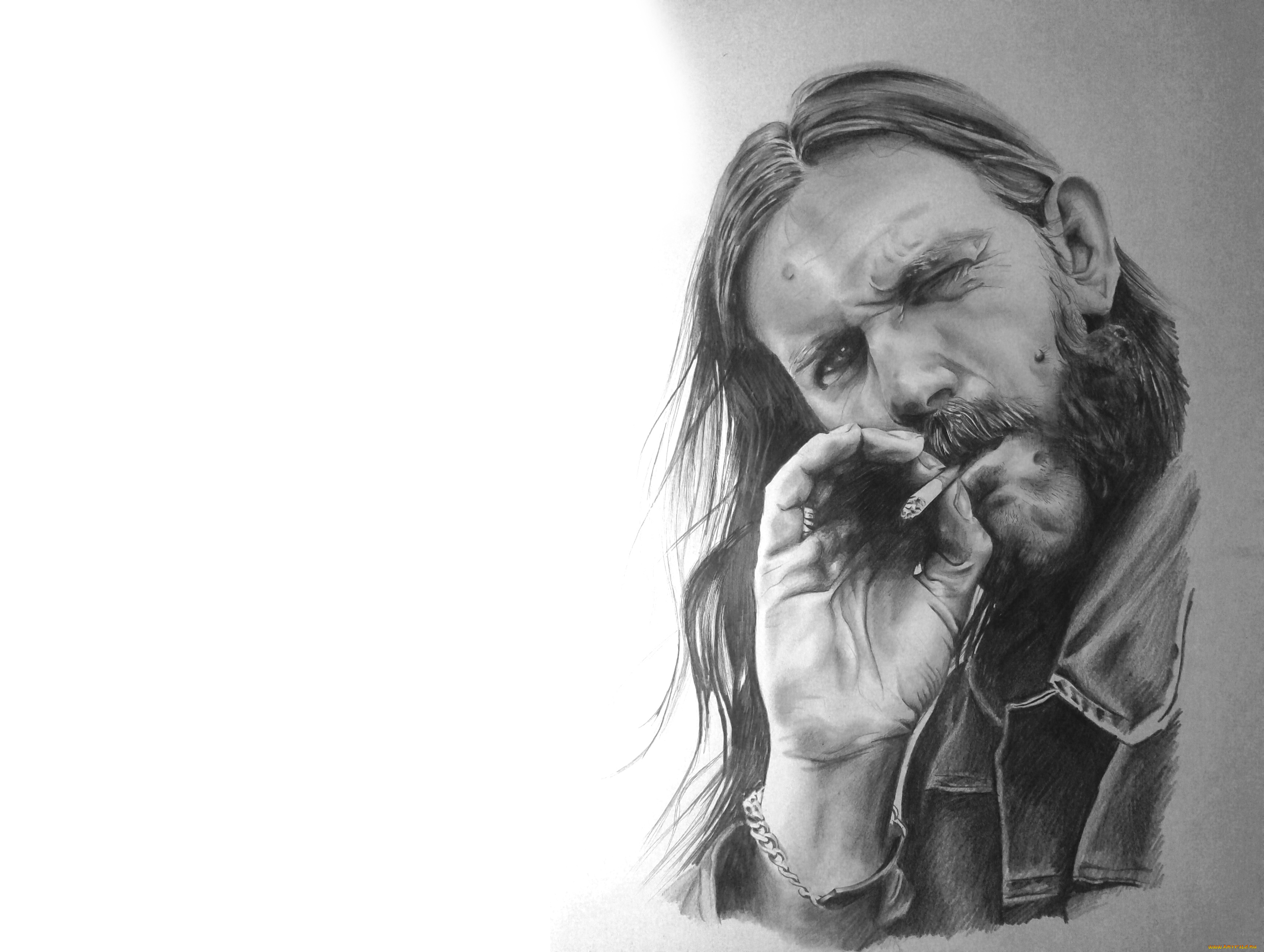 lemmi, kilmister, рисованное, люди, портрет, мужчина, взгляд, сигарета, фон