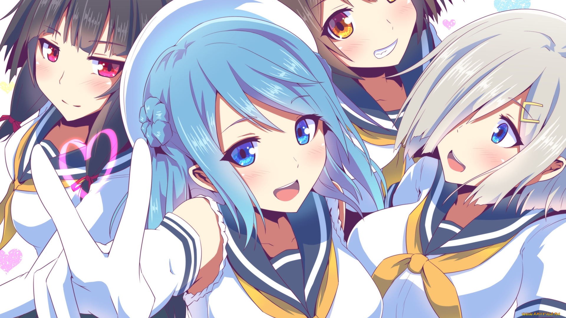 аниме, kantai, collection, фон, взгляд, девушки