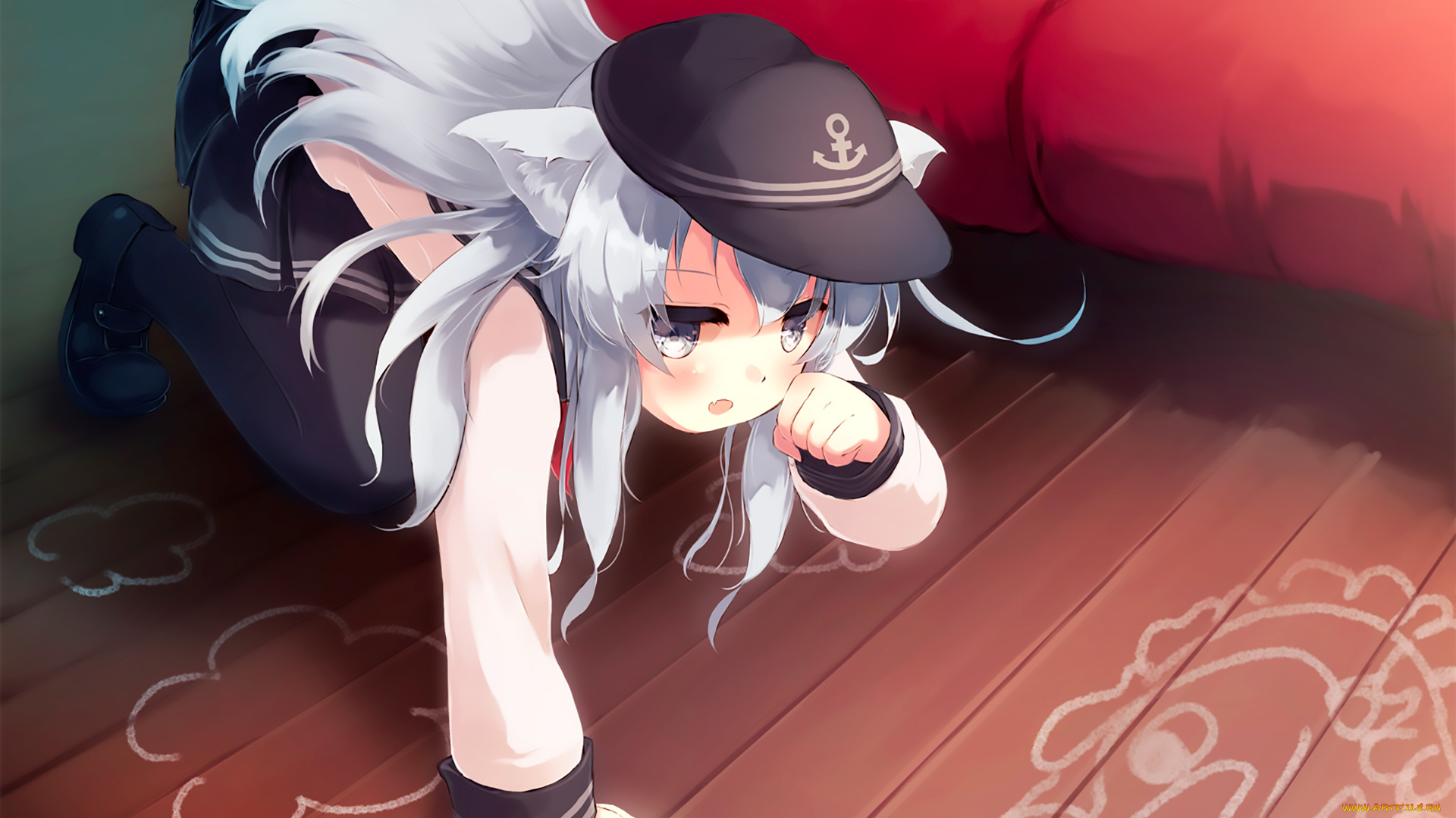 аниме, kantai, collection, фон, взгляд, девушка