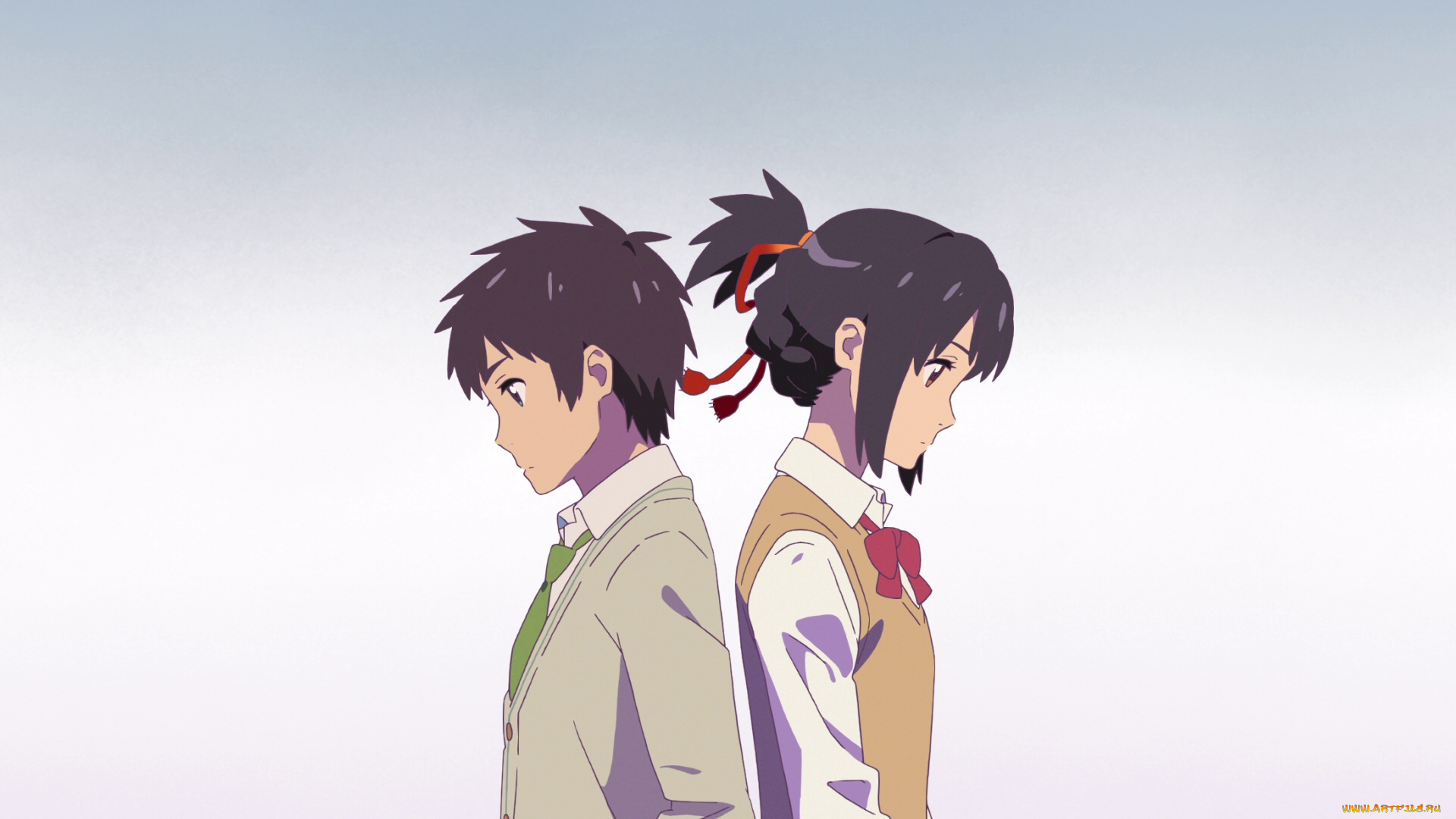 аниме, kimi, no, na, wa, взгляд, девушка, фон