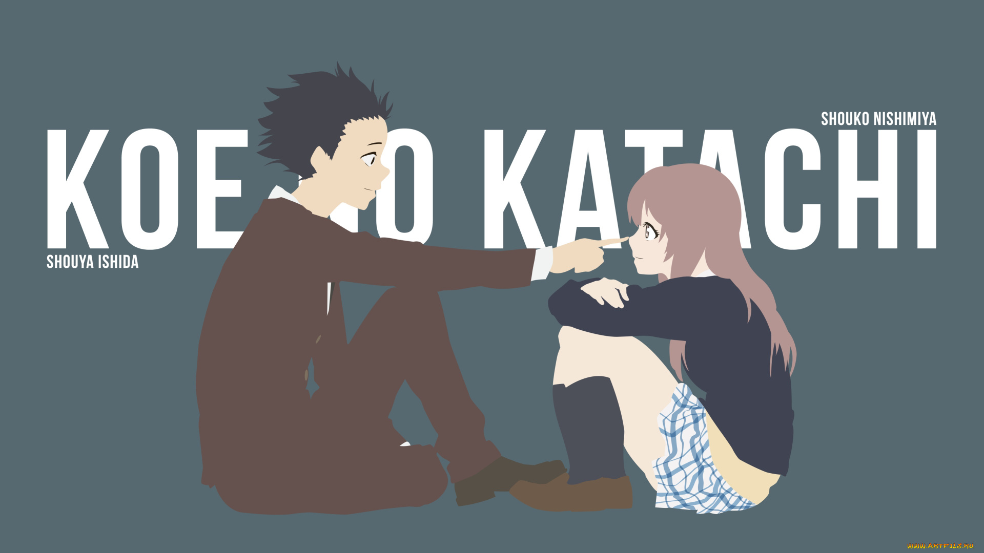 аниме, koe, no, katachi, фон, взгляд, девушка