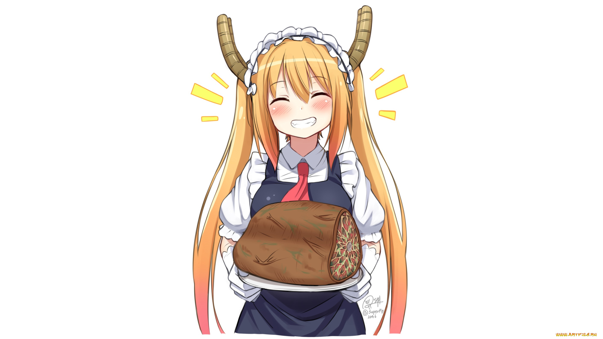 аниме, miss, kobayashi`s, dragon, maid, фон, взгляд, девушка