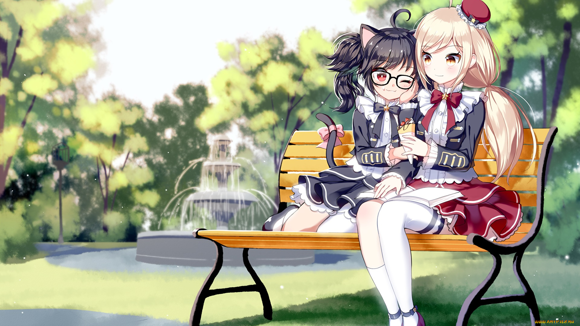 аниме, животные, , существа, фон, взгляд, девушки