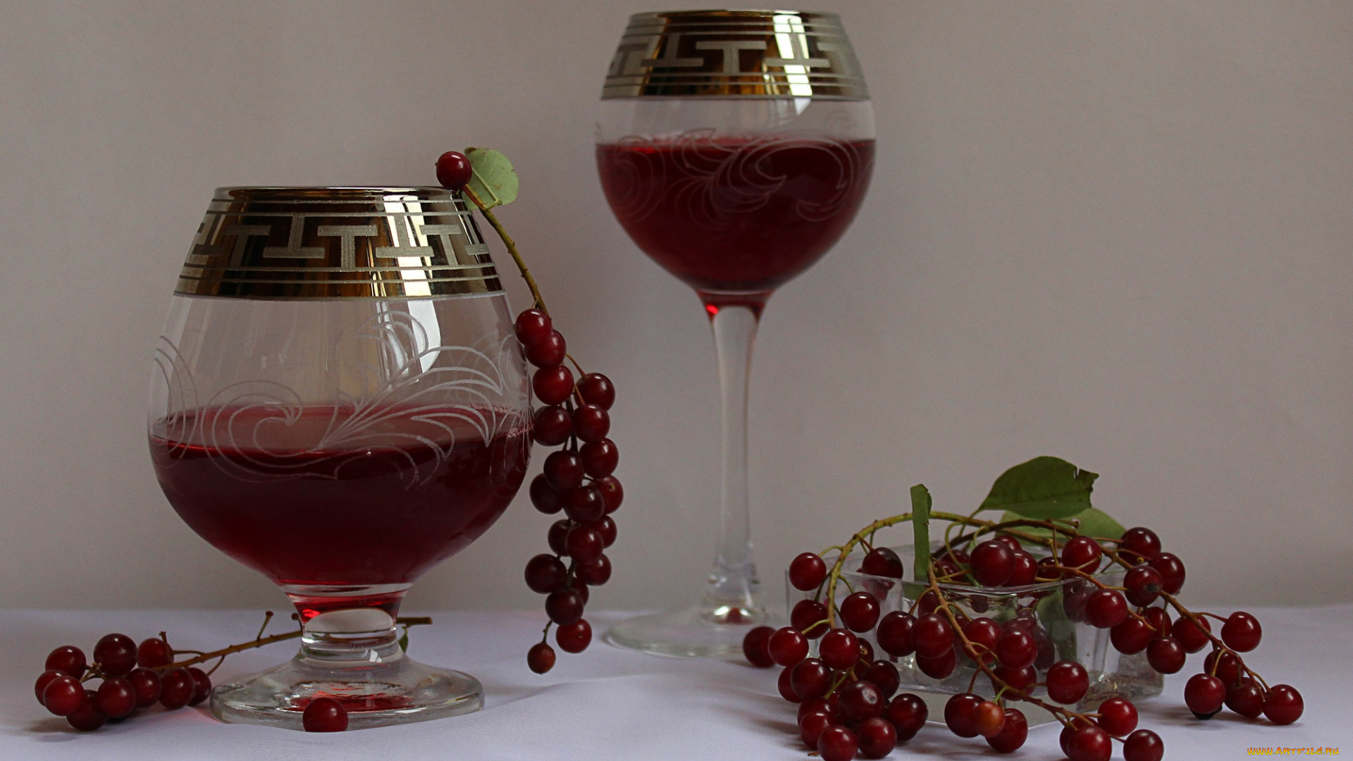 еда, напитки, , сок, ягоды, волчьи, фужеры, сок, вишневый, композиция