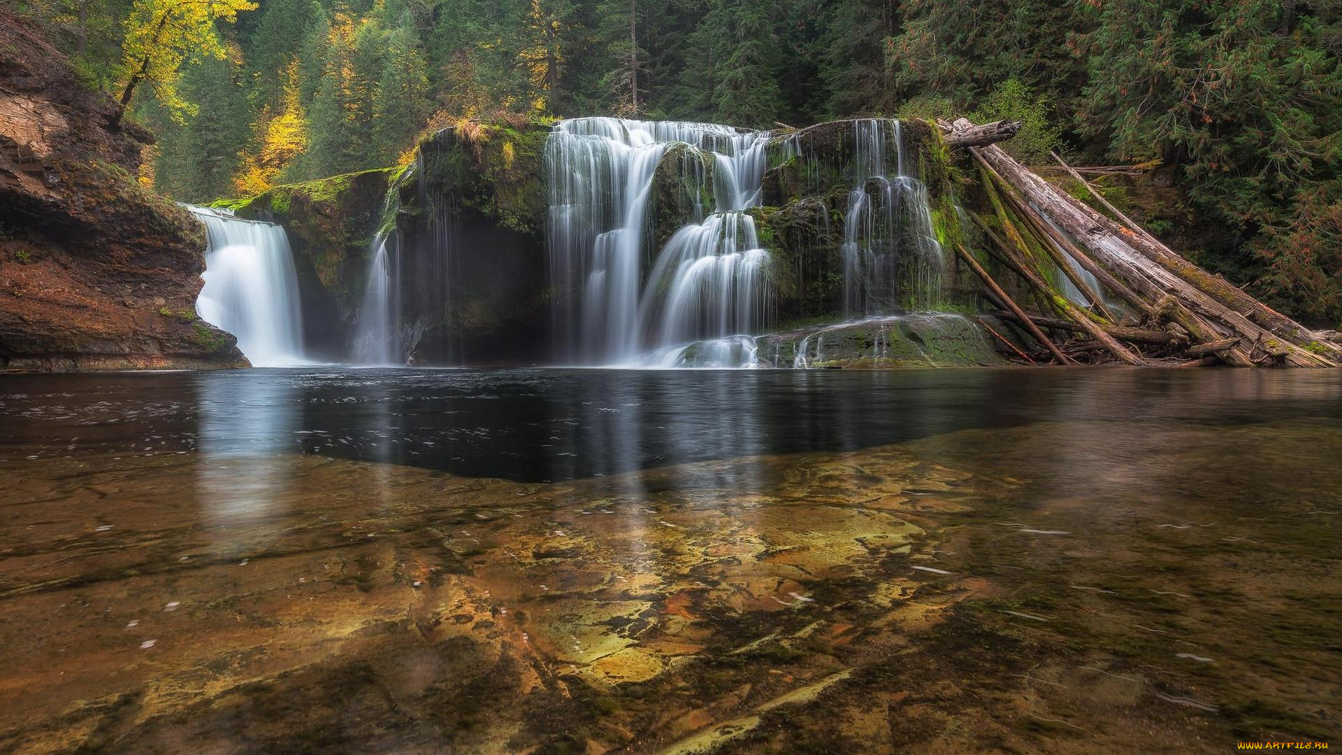природа, водопады, водопад, скалы, деревья