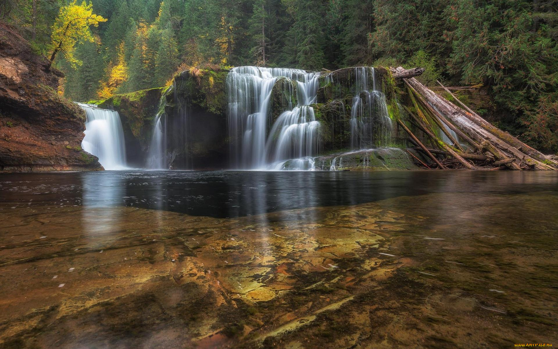 природа, водопады, водопад, скалы, деревья