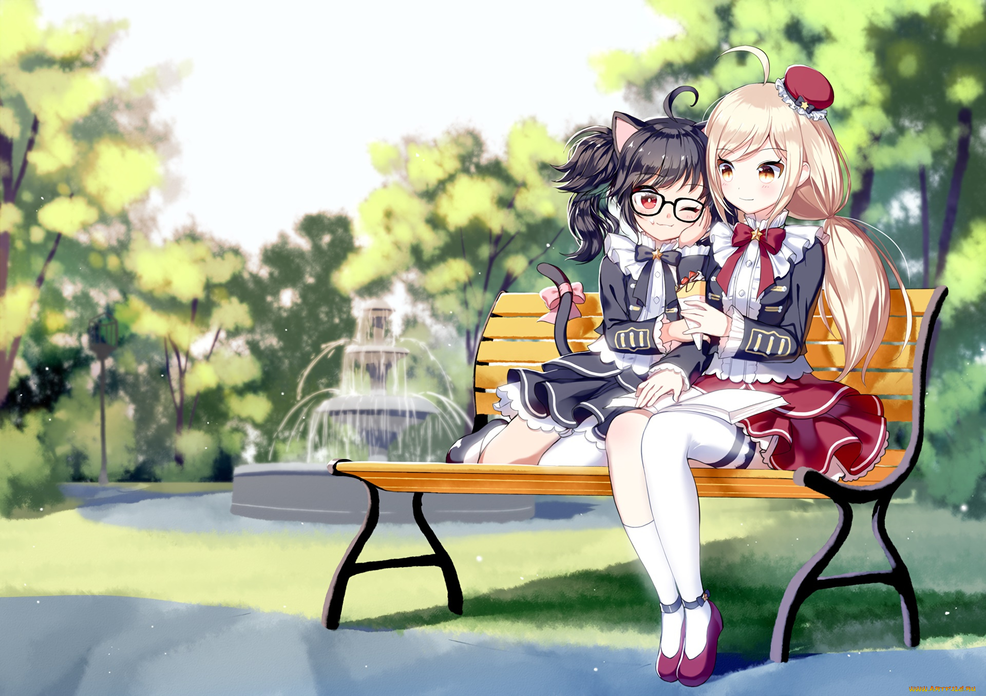 аниме, животные, , существа, фон, взгляд, девушки