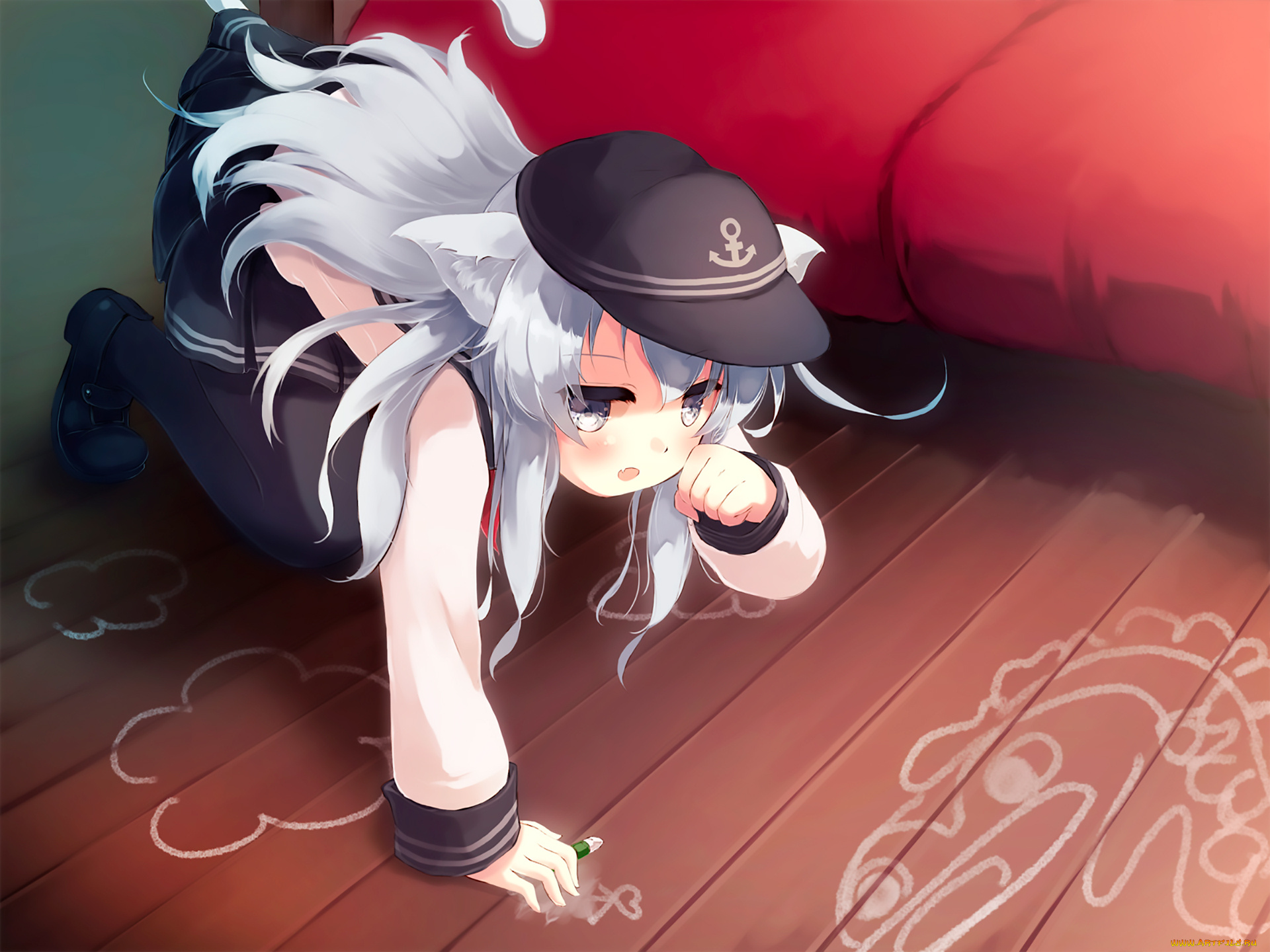 аниме, kantai, collection, фон, взгляд, девушка