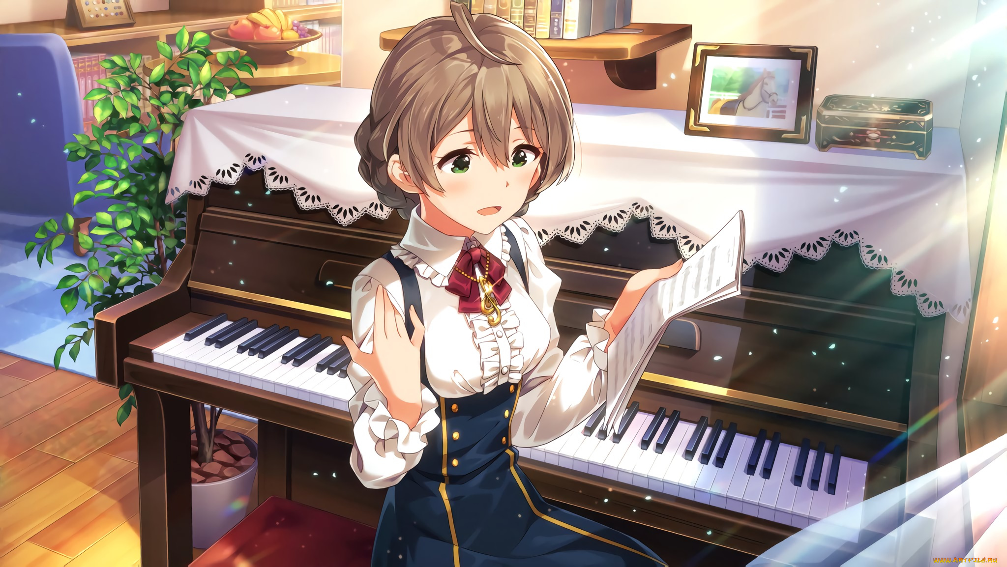 аниме, idolm@ster, взгляд, девушка, фон