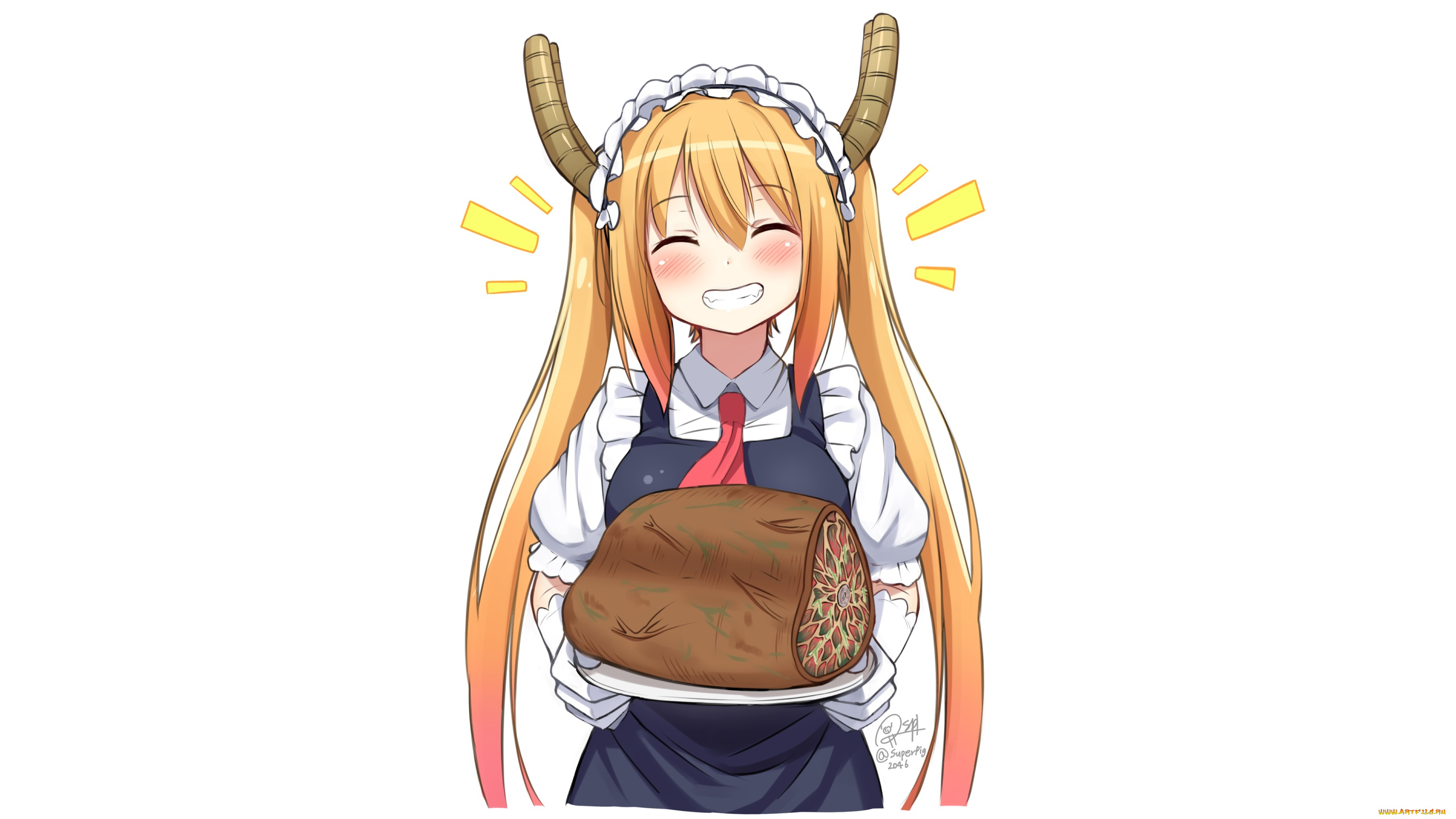 аниме, miss, kobayashi`s, dragon, maid, фон, взгляд, девушка