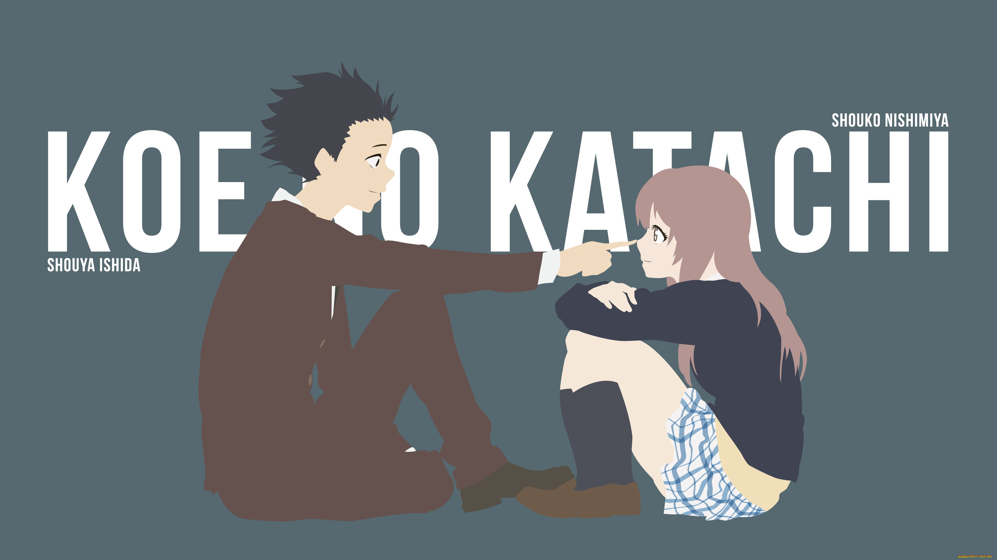 аниме, koe, no, katachi, фон, взгляд, девушка