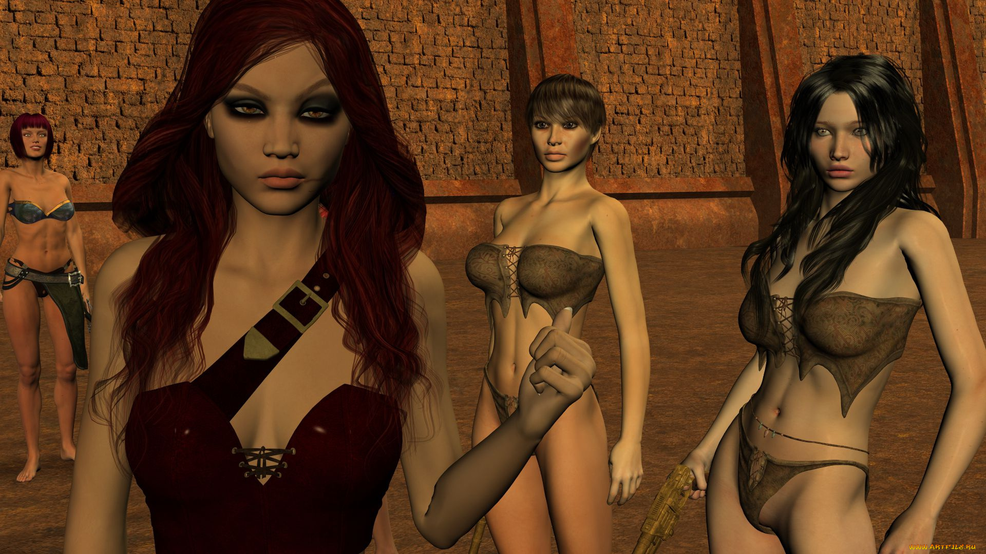 3д, графика, фантазия, , fantasy, фон, взгляд, девушки