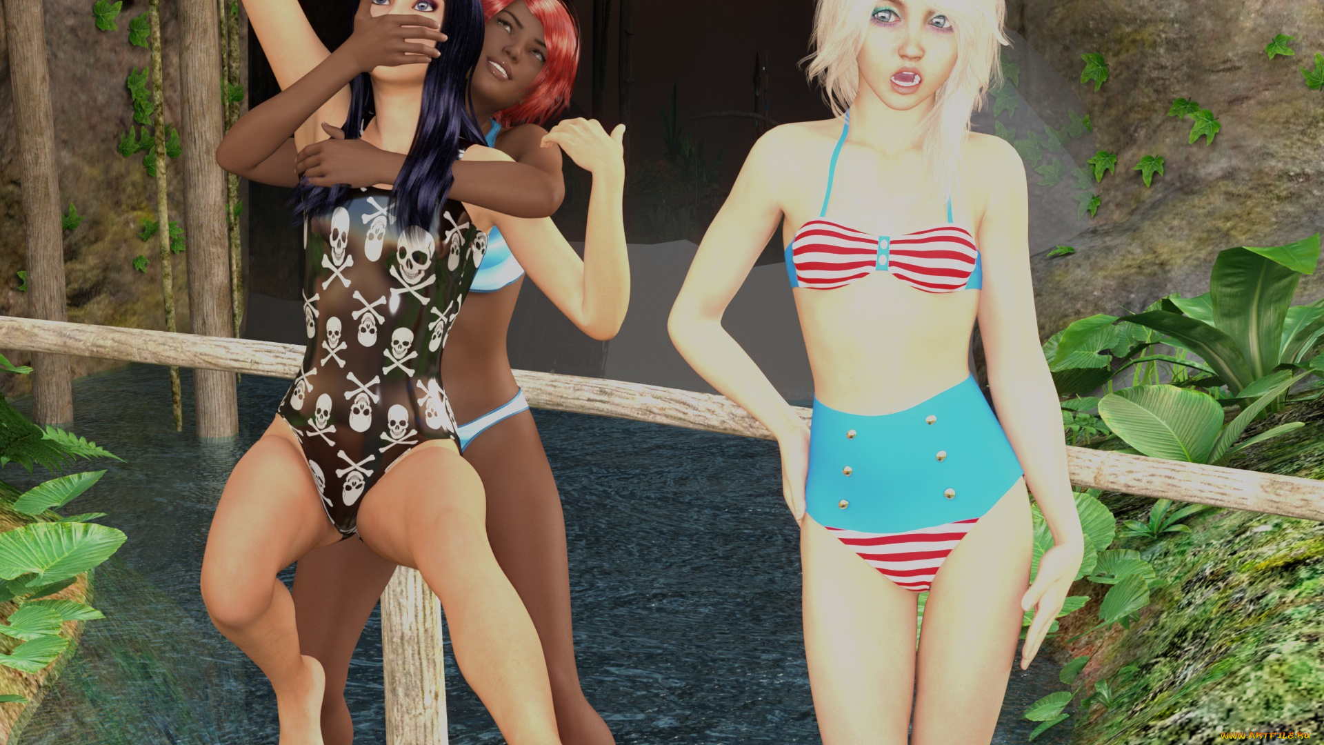 3д, графика, люди, , people, фон, взгляд, девушки