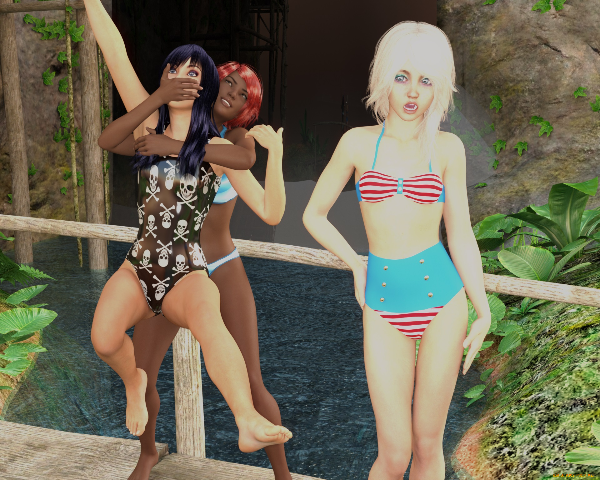 3д, графика, люди, , people, фон, взгляд, девушки