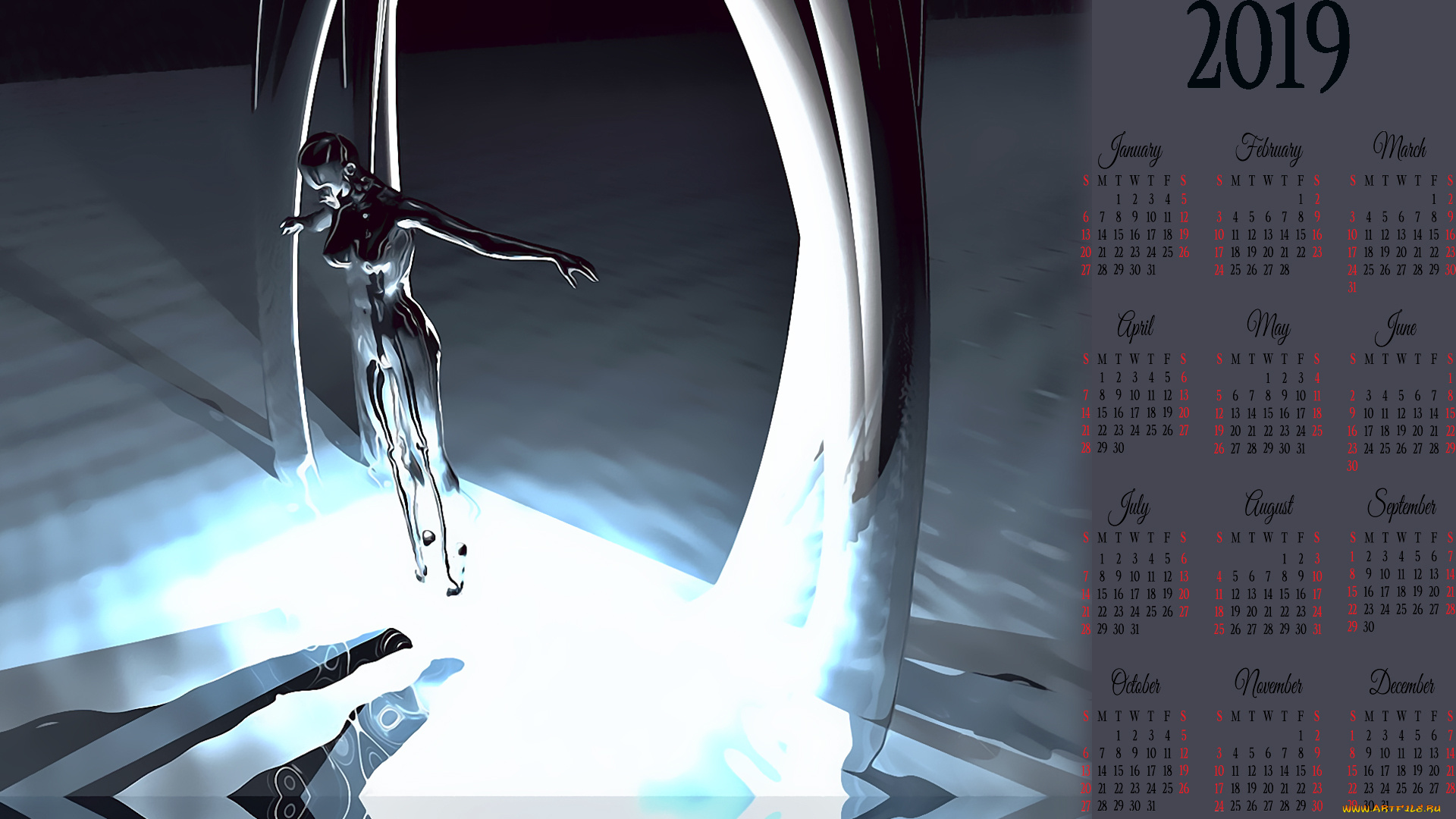 календари, 3д-графика, 2019, calendar, женщина, девушка
