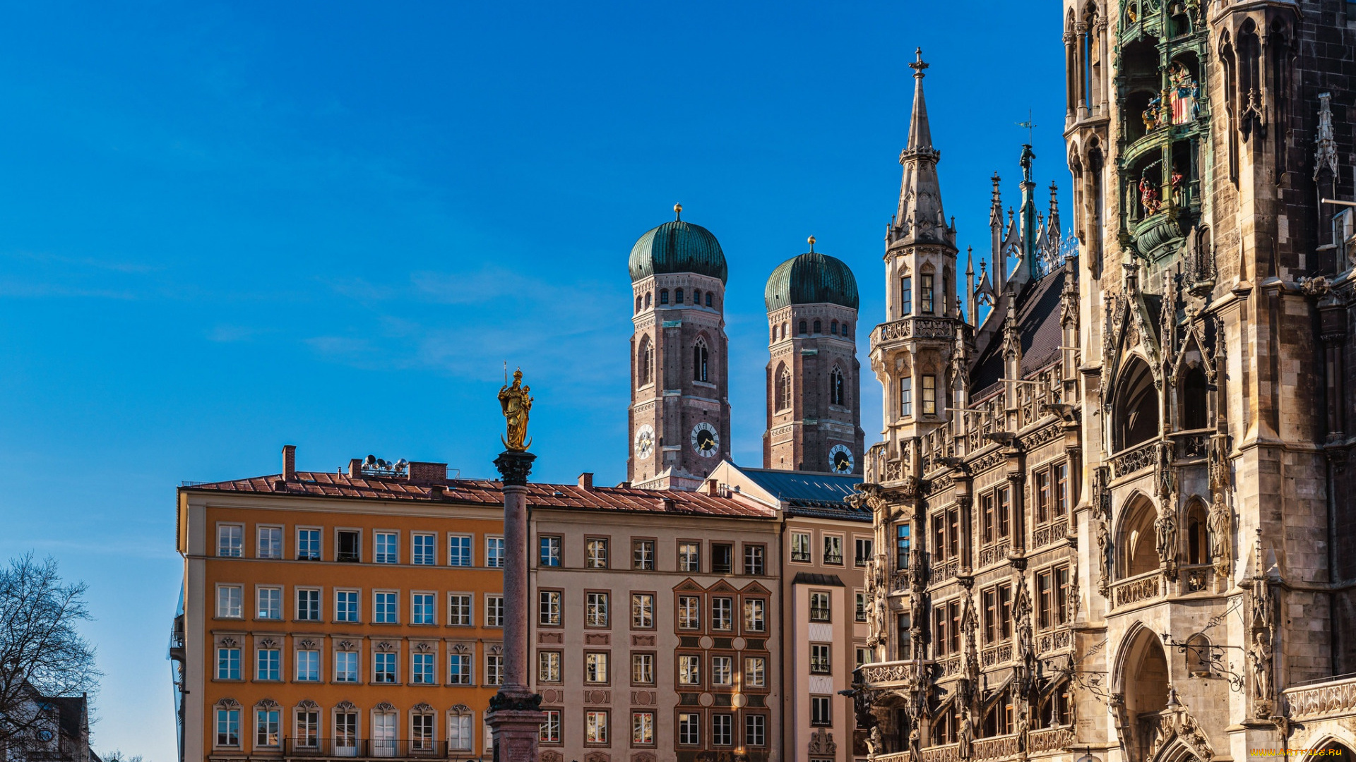 marian, column, marienplatz, города, мюнхен, , германия, marian, column