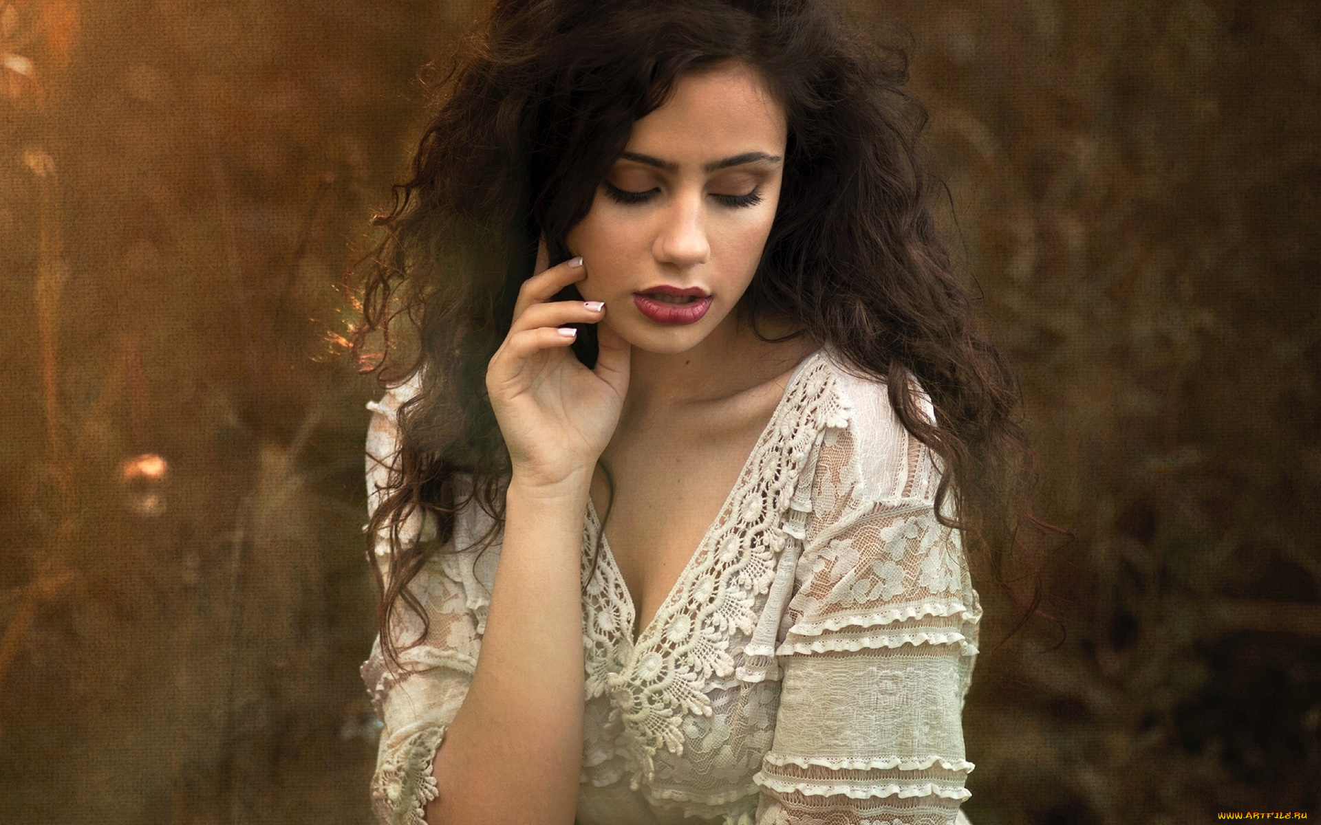 девушки, -, брюнетки, , шатенки, шатенка, платье, луг