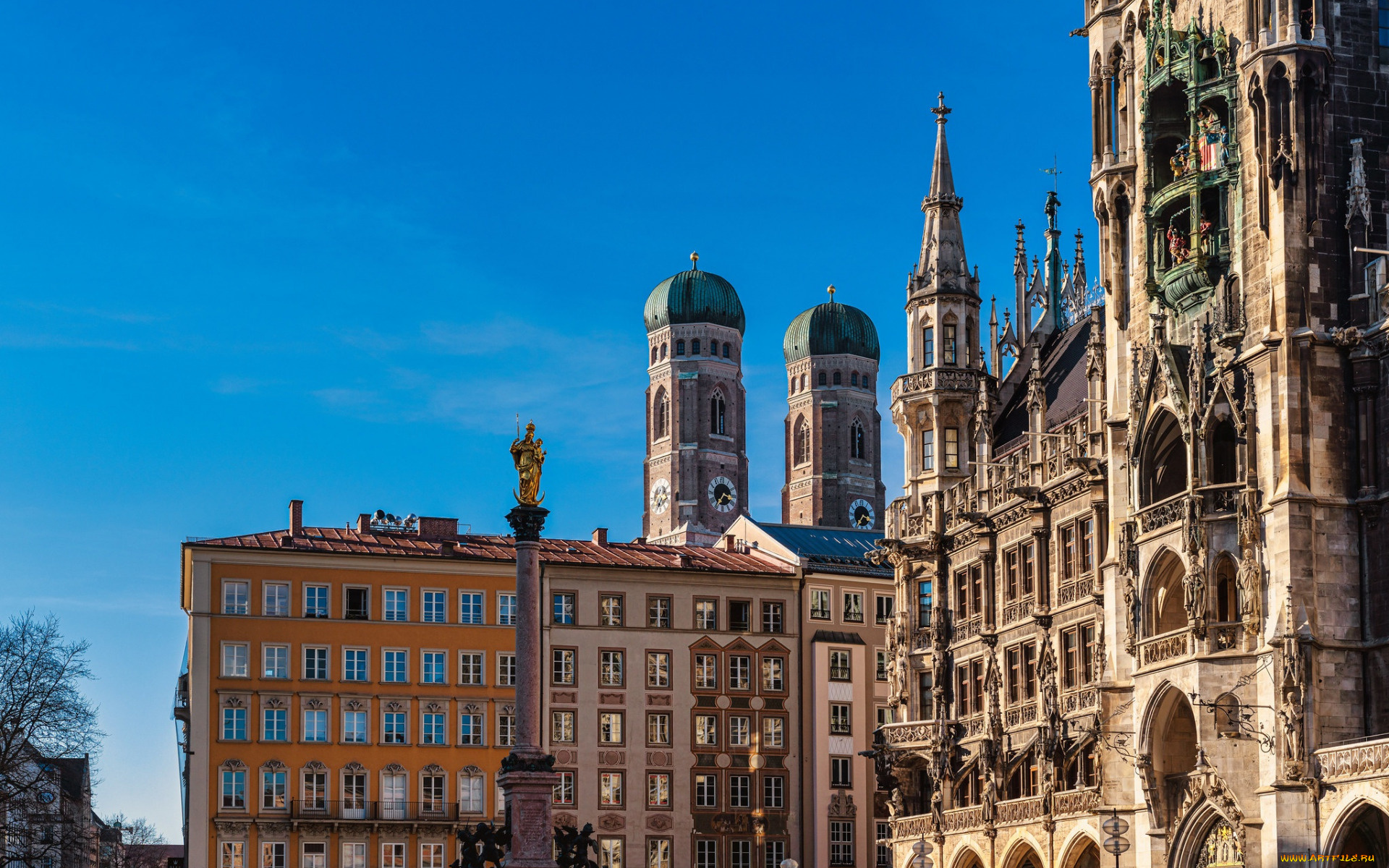 marian, column, marienplatz, города, мюнхен, , германия, marian, column
