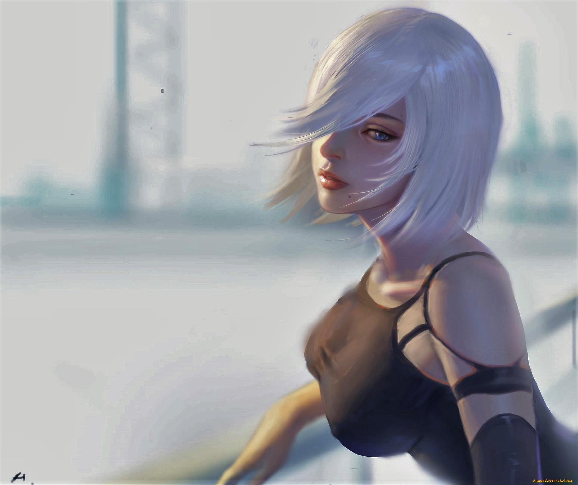 видео, игры, nier, , automata, киборг, девушка