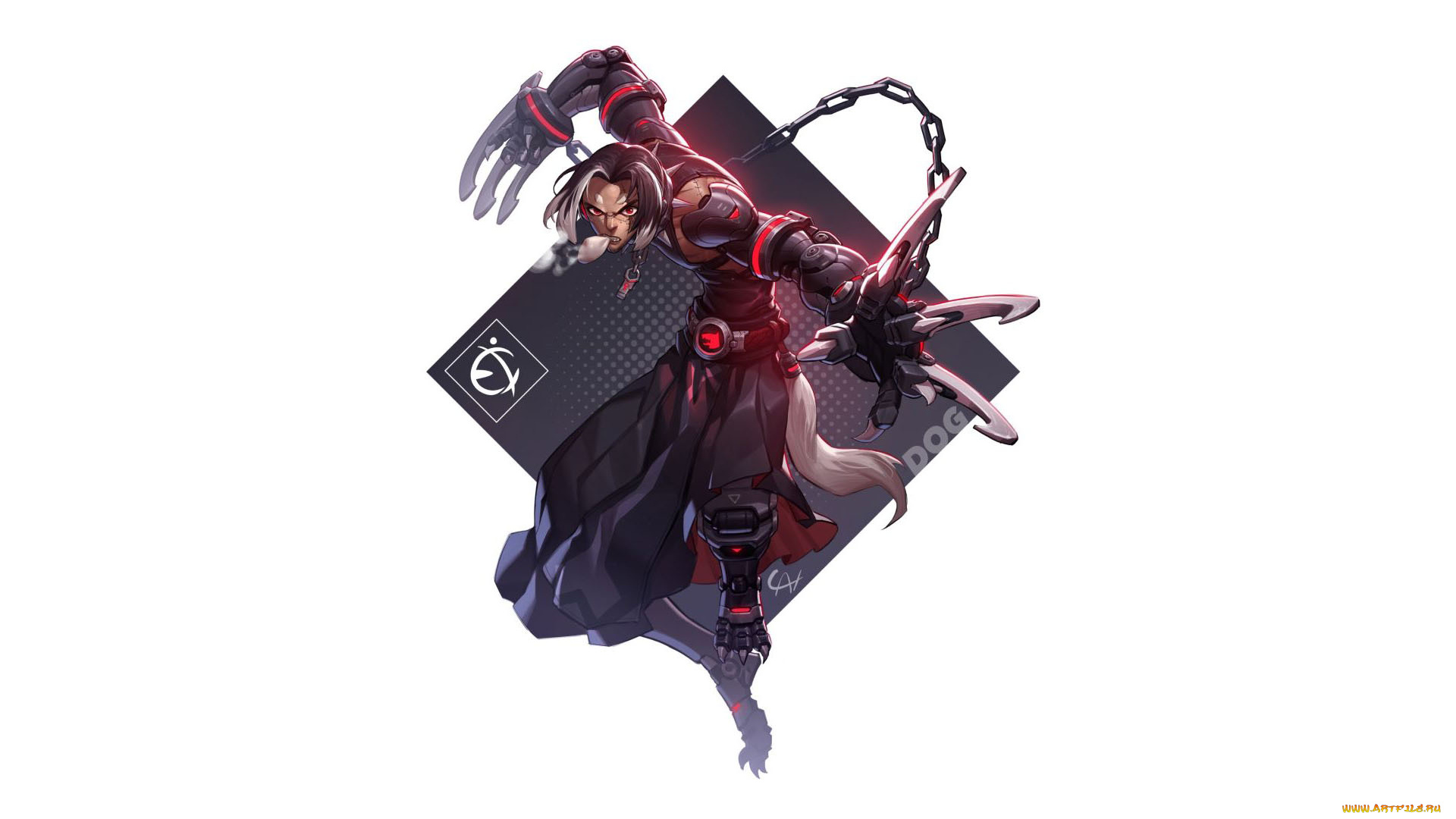 фэнтези, роботы, , киборги, , механизмы, парень, киборг, цепь, когти