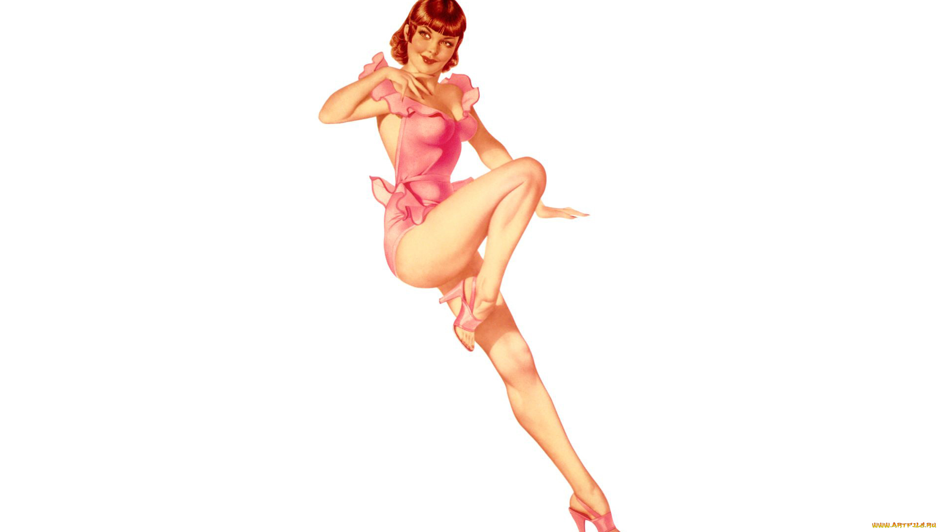 рисованное, alberto, vargas, пин-ап, девушка, купальник, каблуки