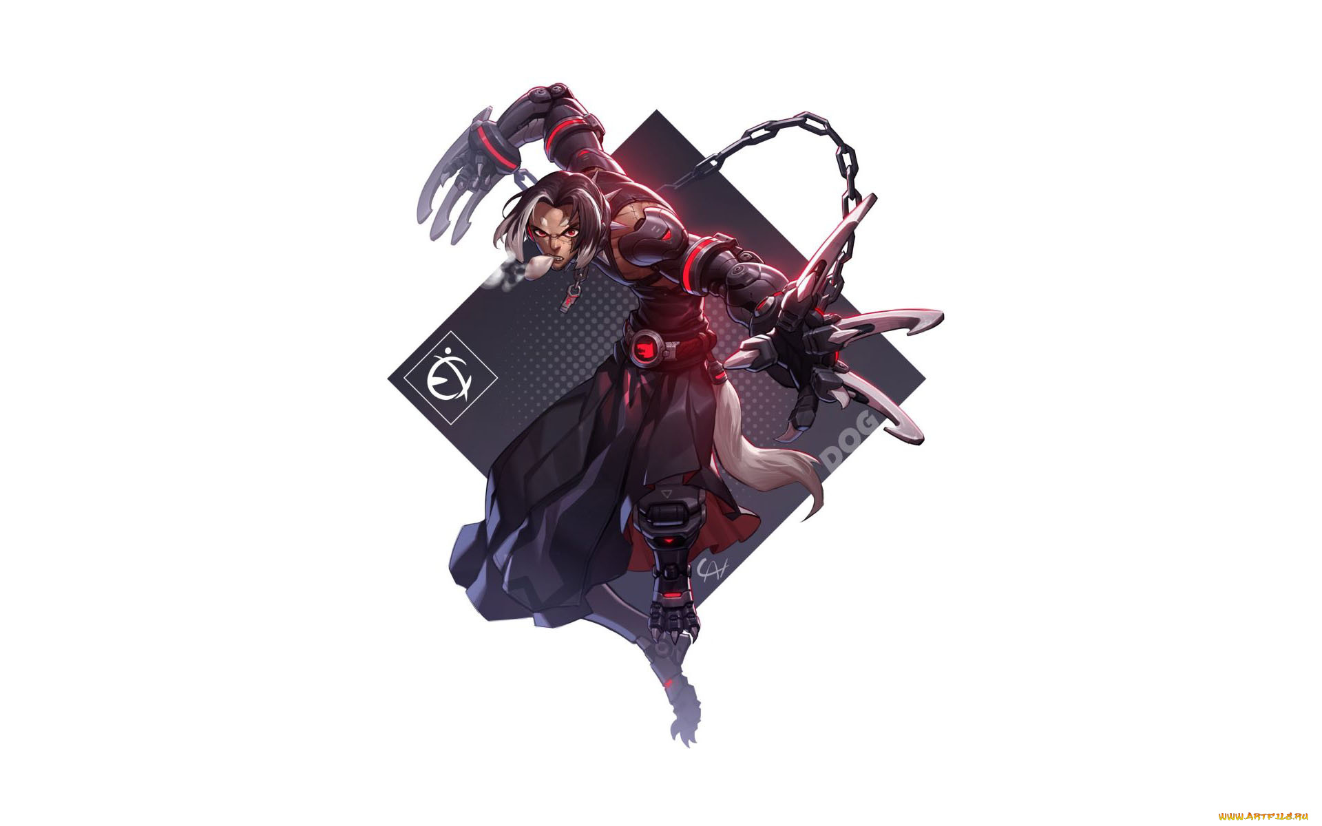 фэнтези, роботы, , киборги, , механизмы, парень, киборг, цепь, когти