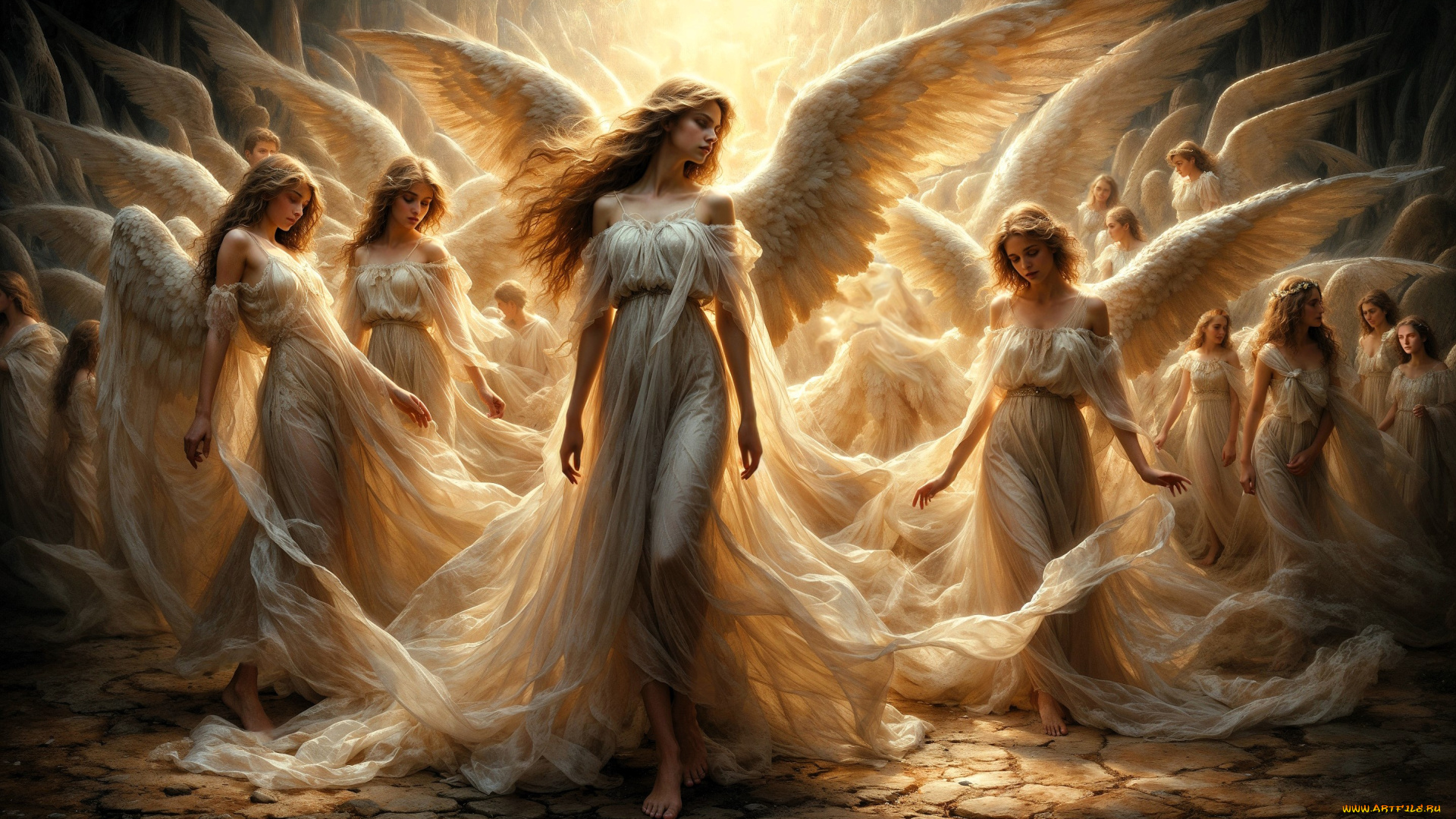 фэнтези, ангелы, девушки, крылья