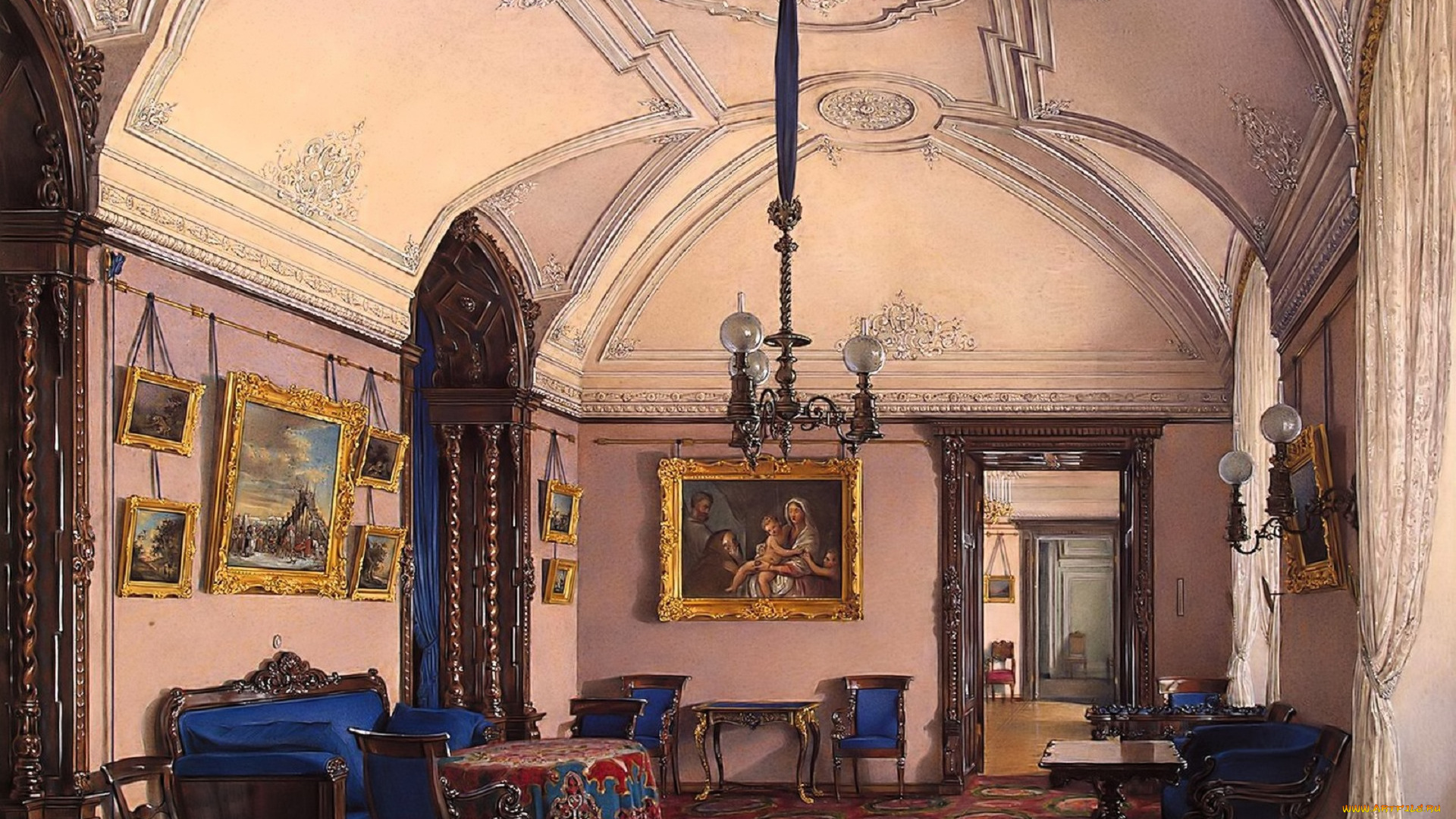 рисованное, эдуард, гау, комната, дворец