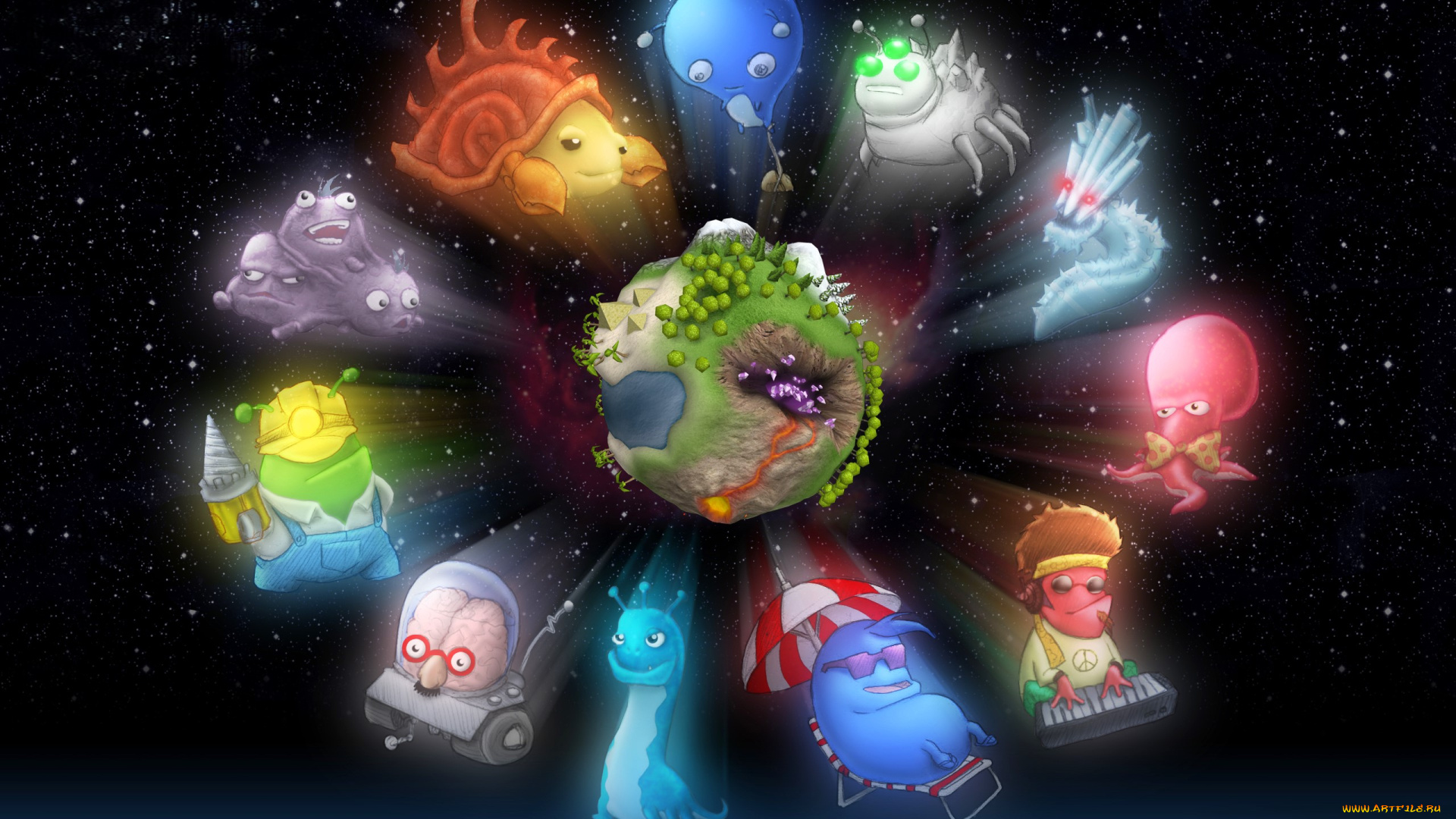 видео, игры, clones, планета, космос, существа