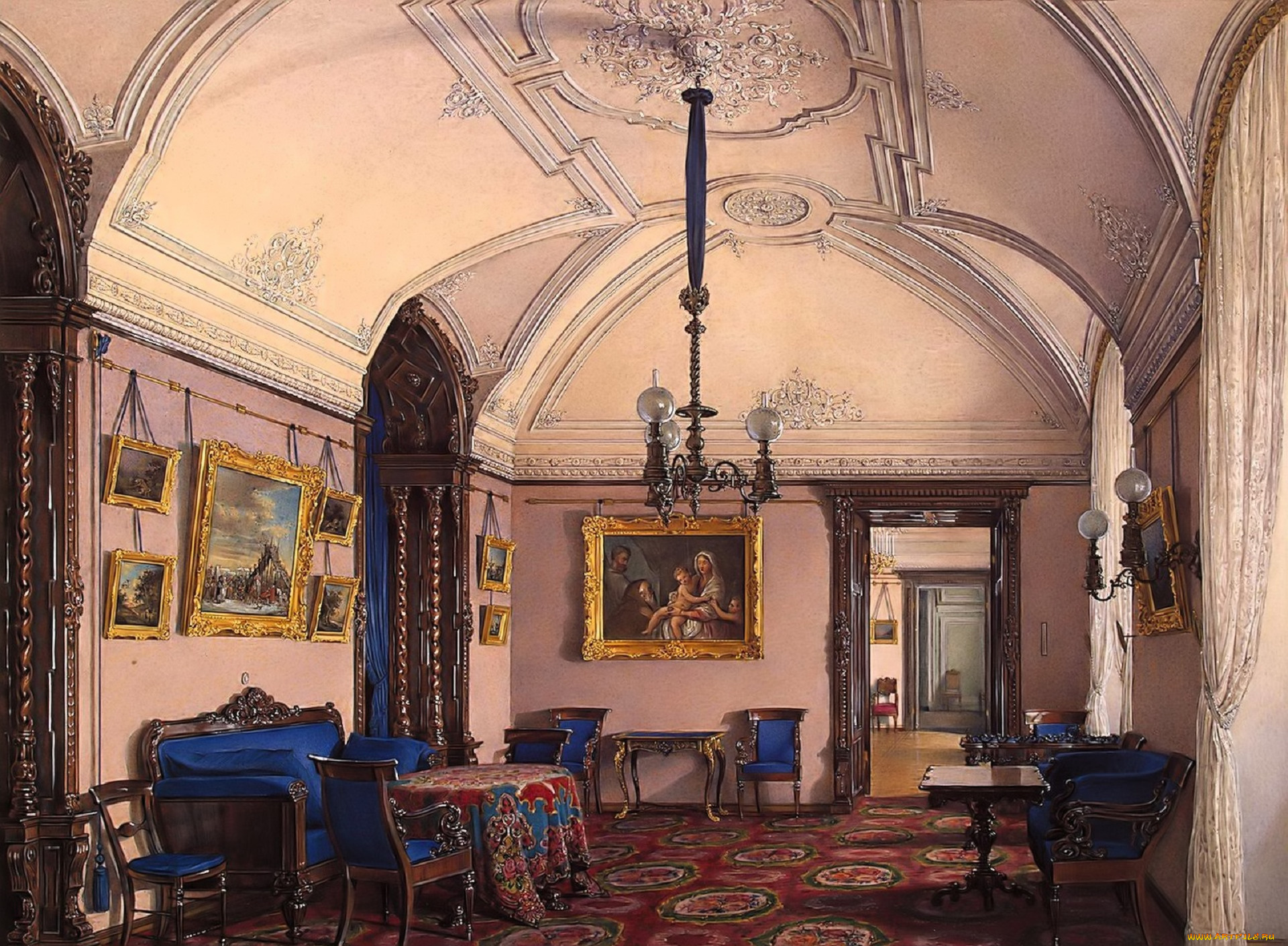 рисованное, эдуард, гау, комната, дворец