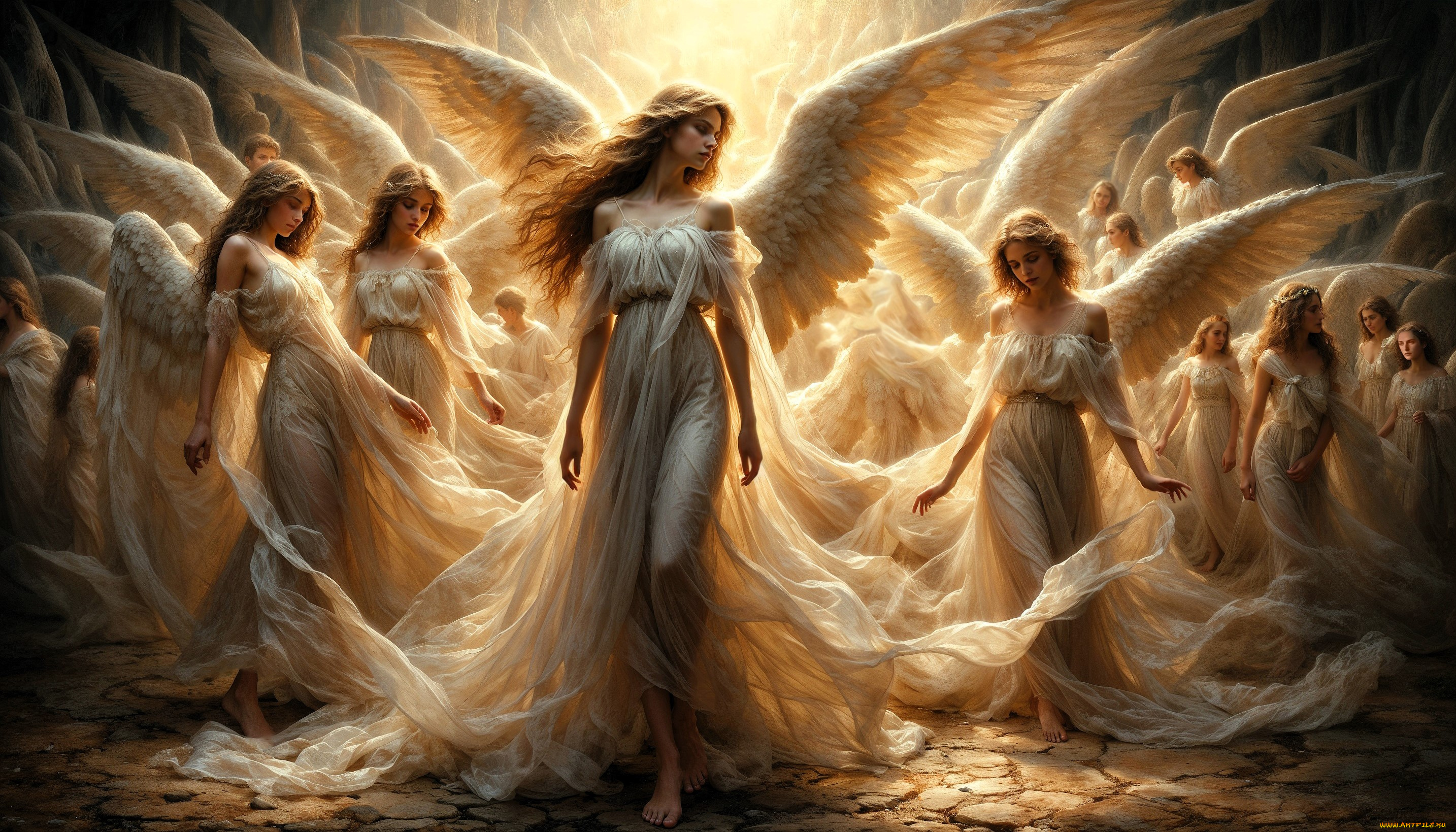 фэнтези, ангелы, девушки, крылья