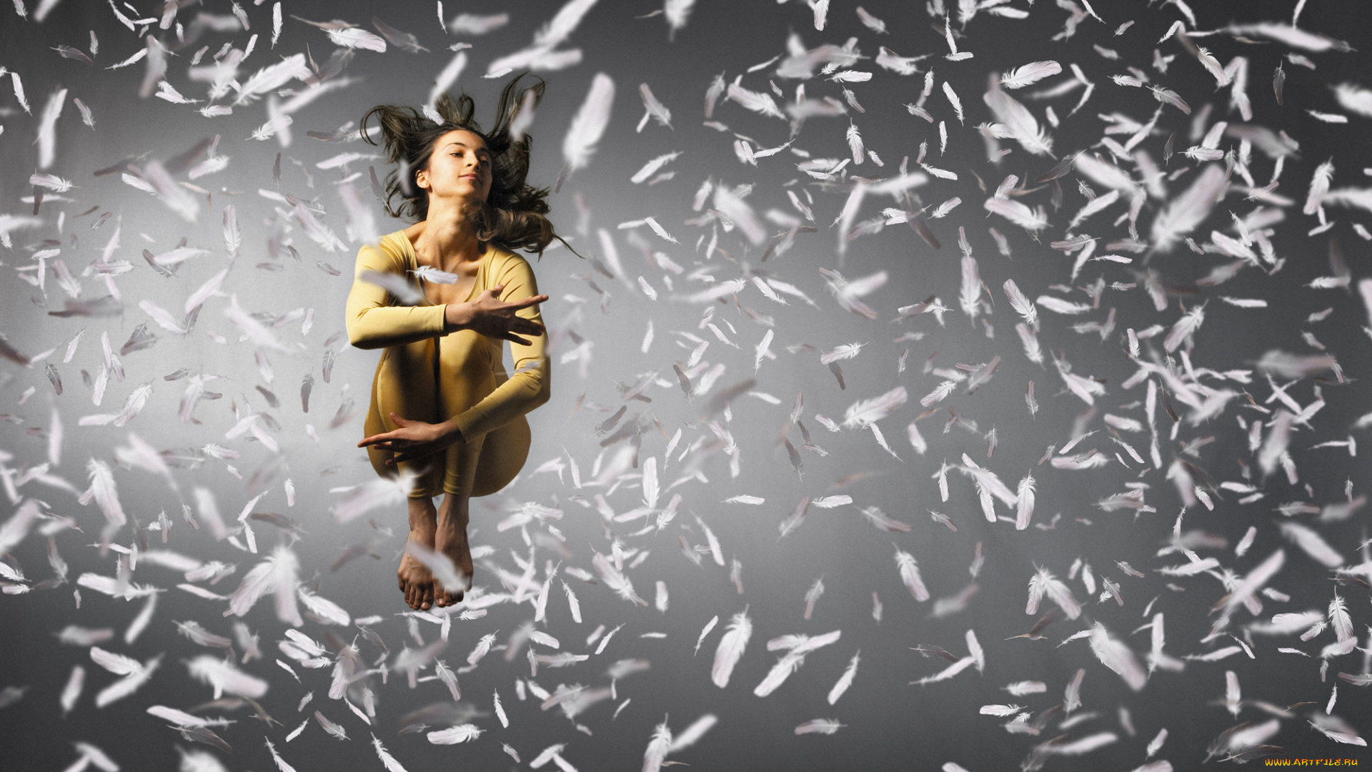 -Unsort, Креатив, девушки, unsort, креатив, перья, прыжок